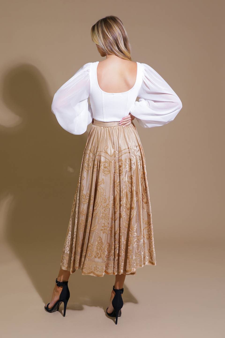 Flying Tomato EASE MY MIND VELVET MIDI SKIRT Choice of Colors