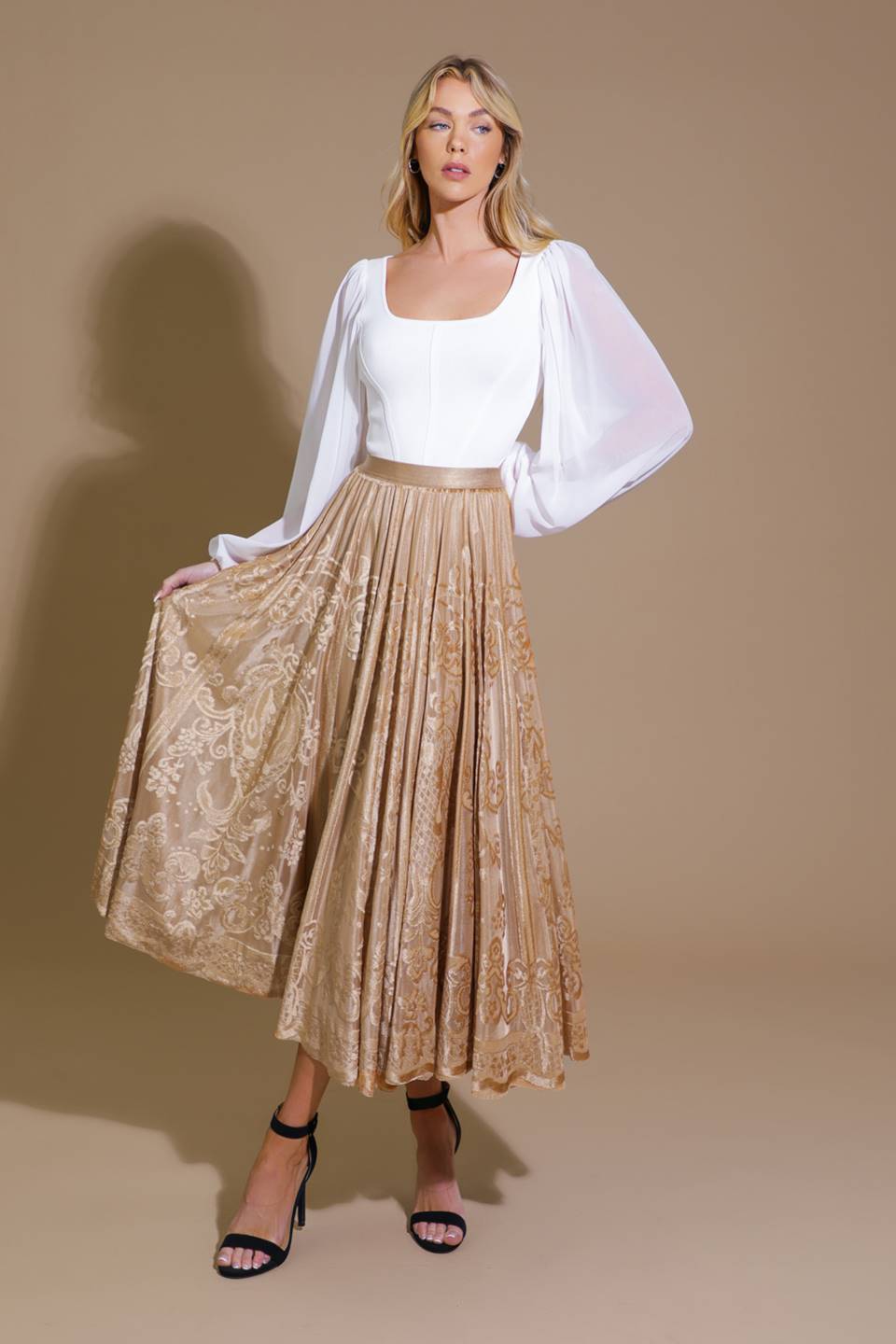 Flying Tomato EASE MY MIND VELVET MIDI SKIRT Choice of Colors