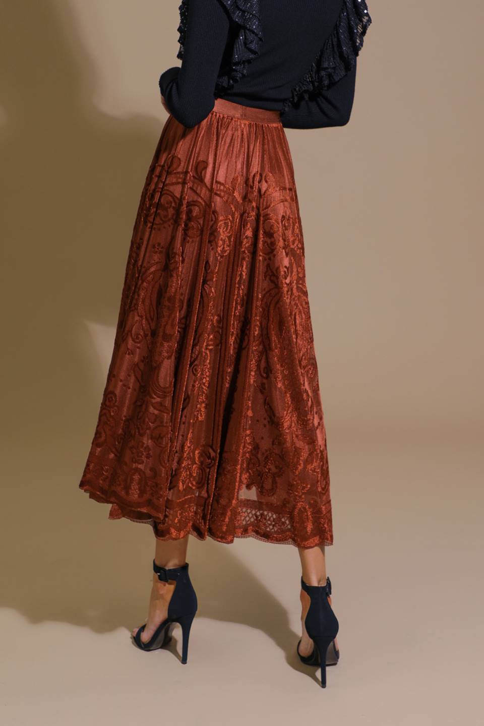 Flying Tomato EASE MY MIND VELVET MIDI SKIRT Choice of Colors