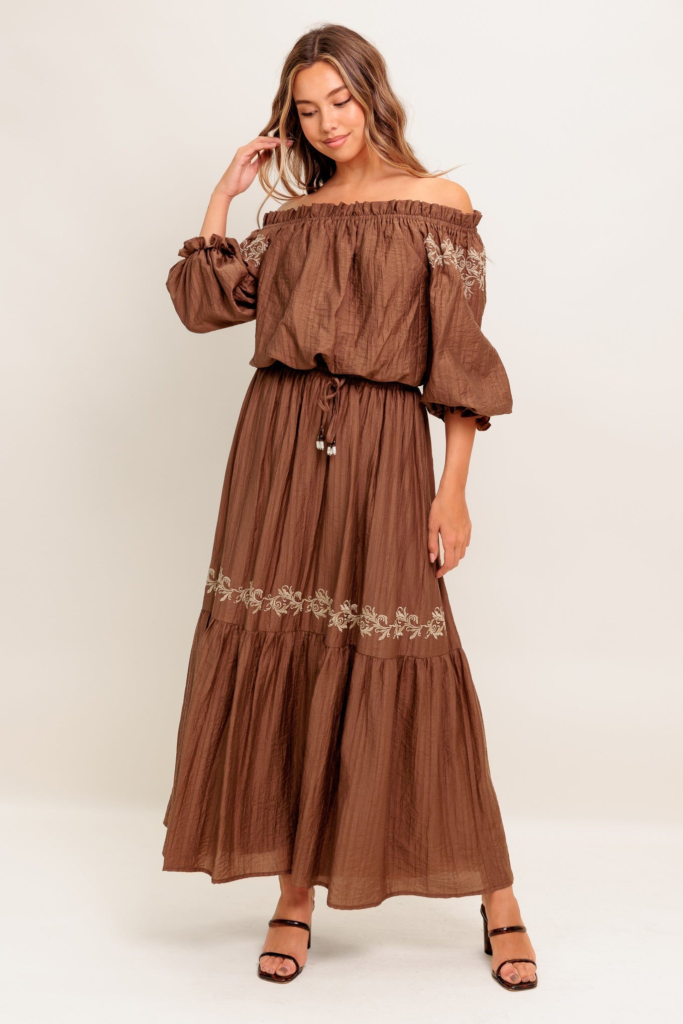 Flying Tomato Full Speed Ahead Brown Woven Maxi Skirt