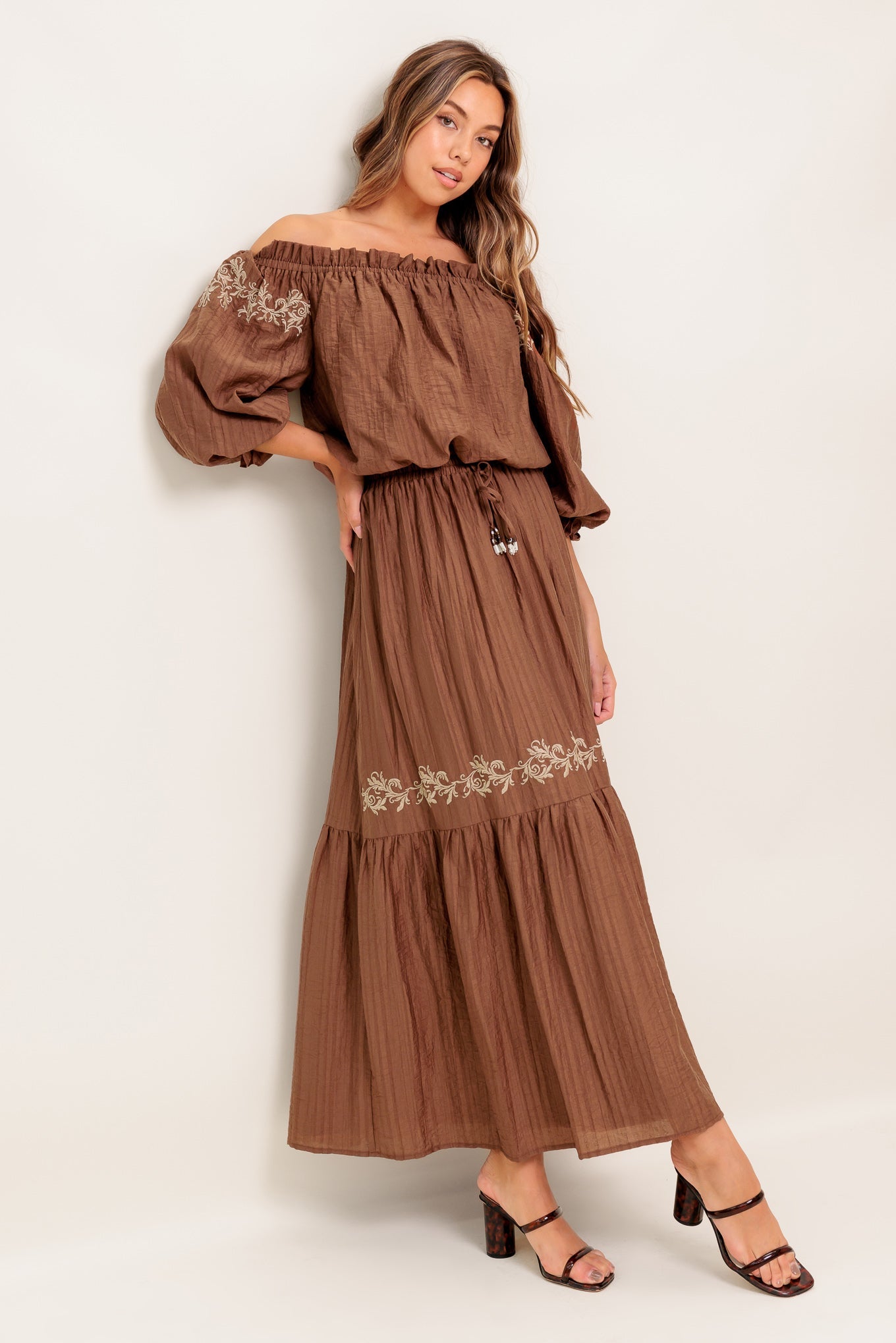 Flying Tomato Full Speed Ahead Brown Woven Maxi Skirt