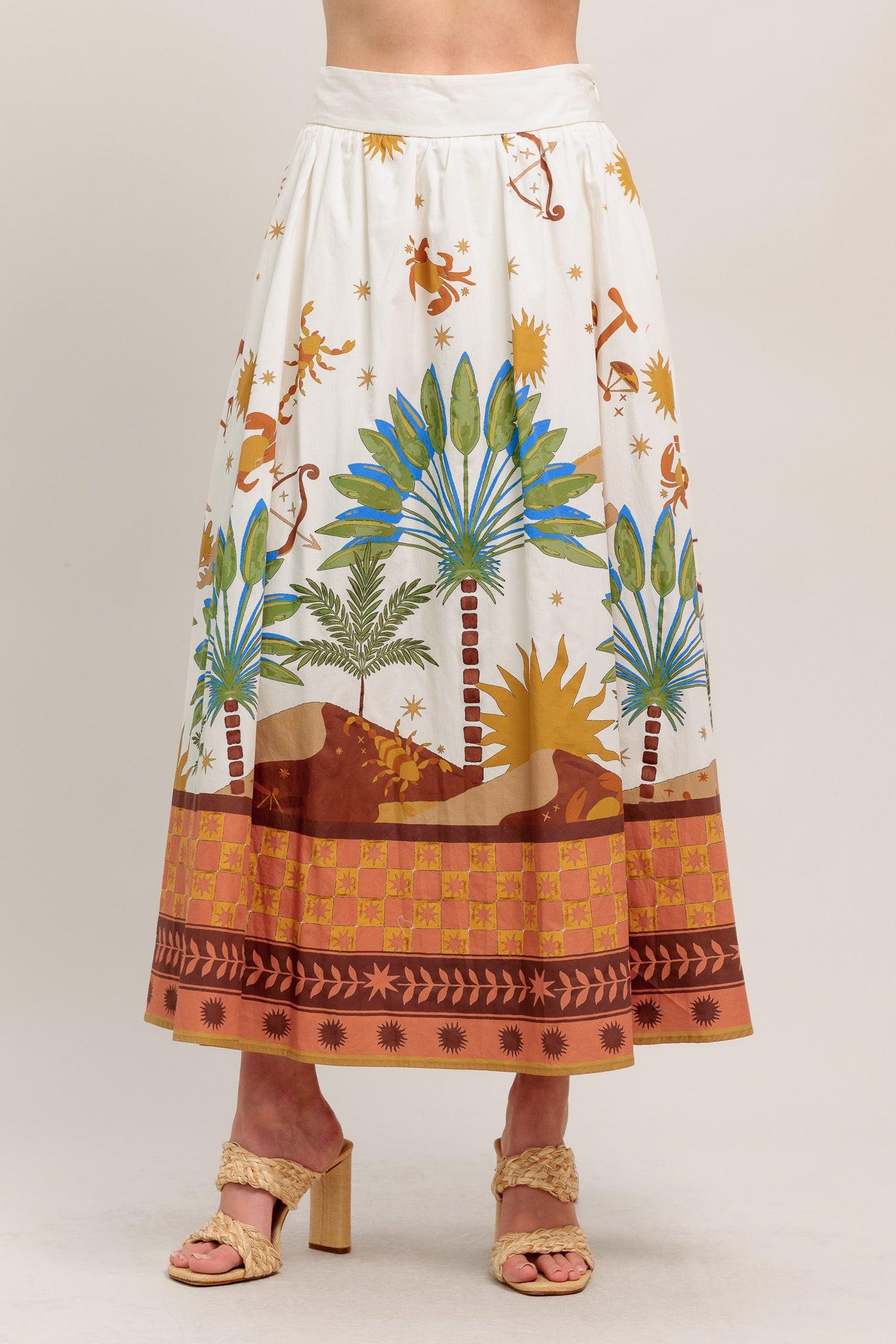 Flying Tomato Sunlit Garden Woven Full Midi Skirt