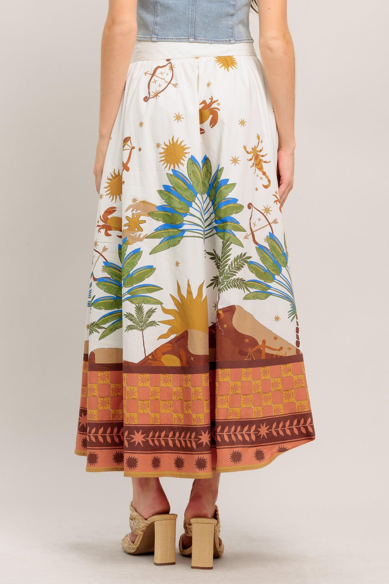Flying Tomato Sunlit Garden Woven Full Midi Skirt