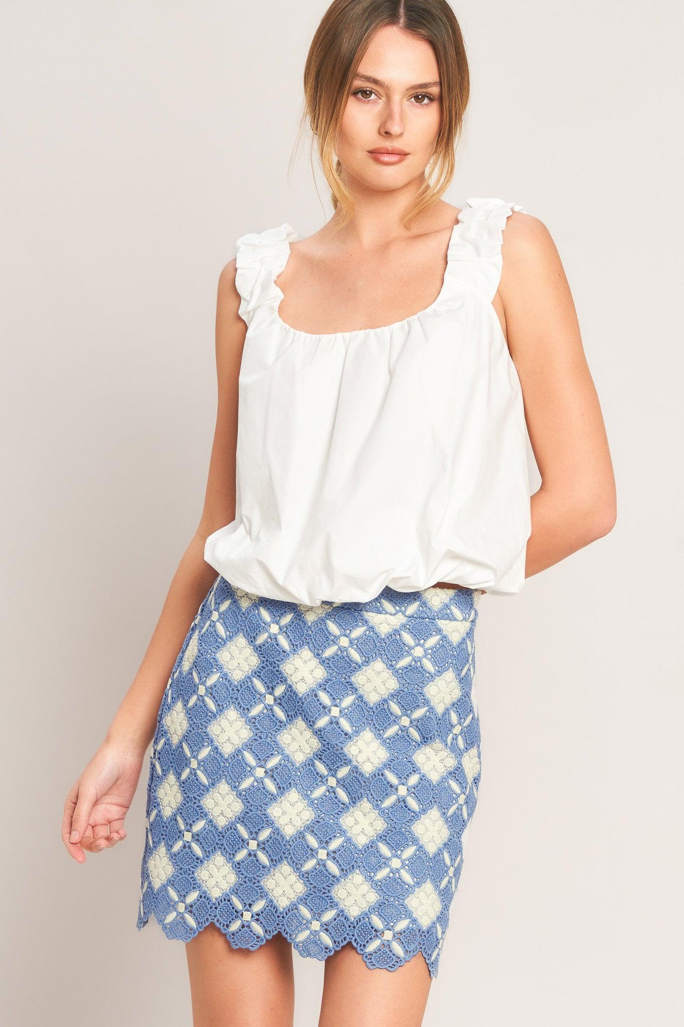 Flying Tomato Coastal Woven Lace Mini Skirt