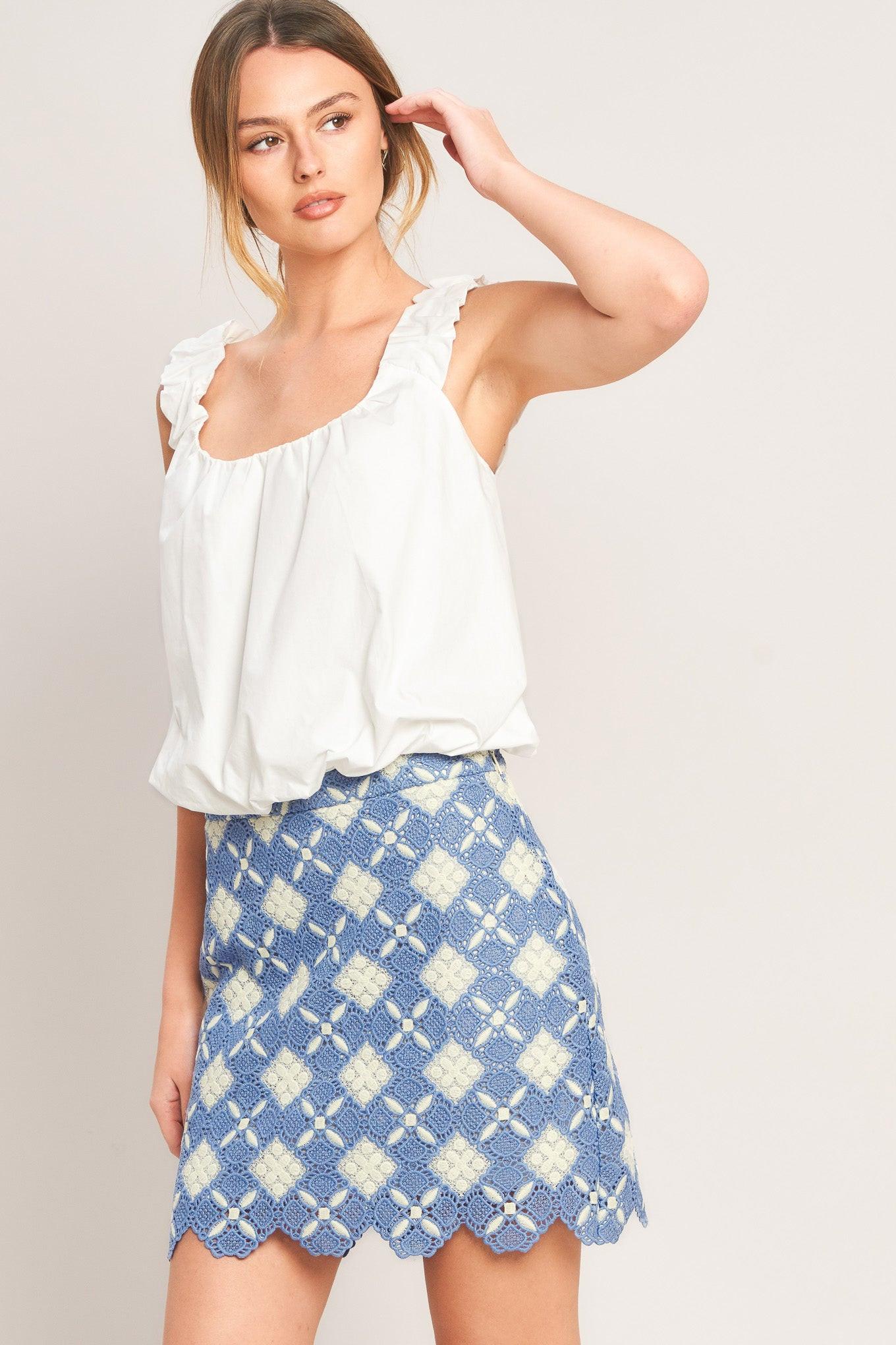 Flying Tomato Coastal Woven Lace Mini Skirt
