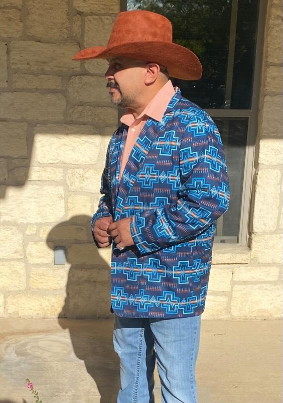 Navy Aztec Men's Western Blazer