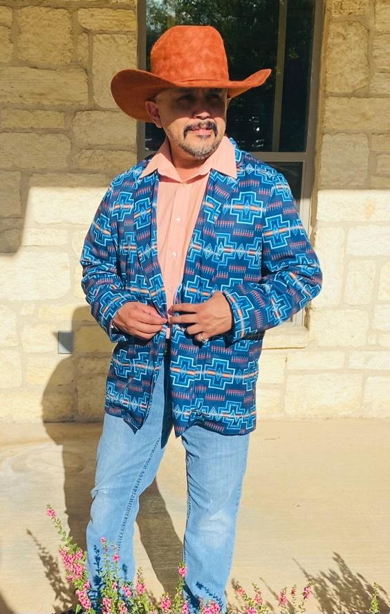 Navy Aztec Men's Western Blazer