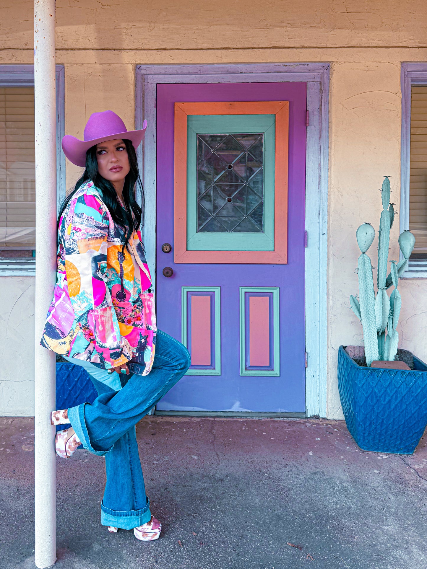 Baha Ranch Retro Pop Western Collage Blazer