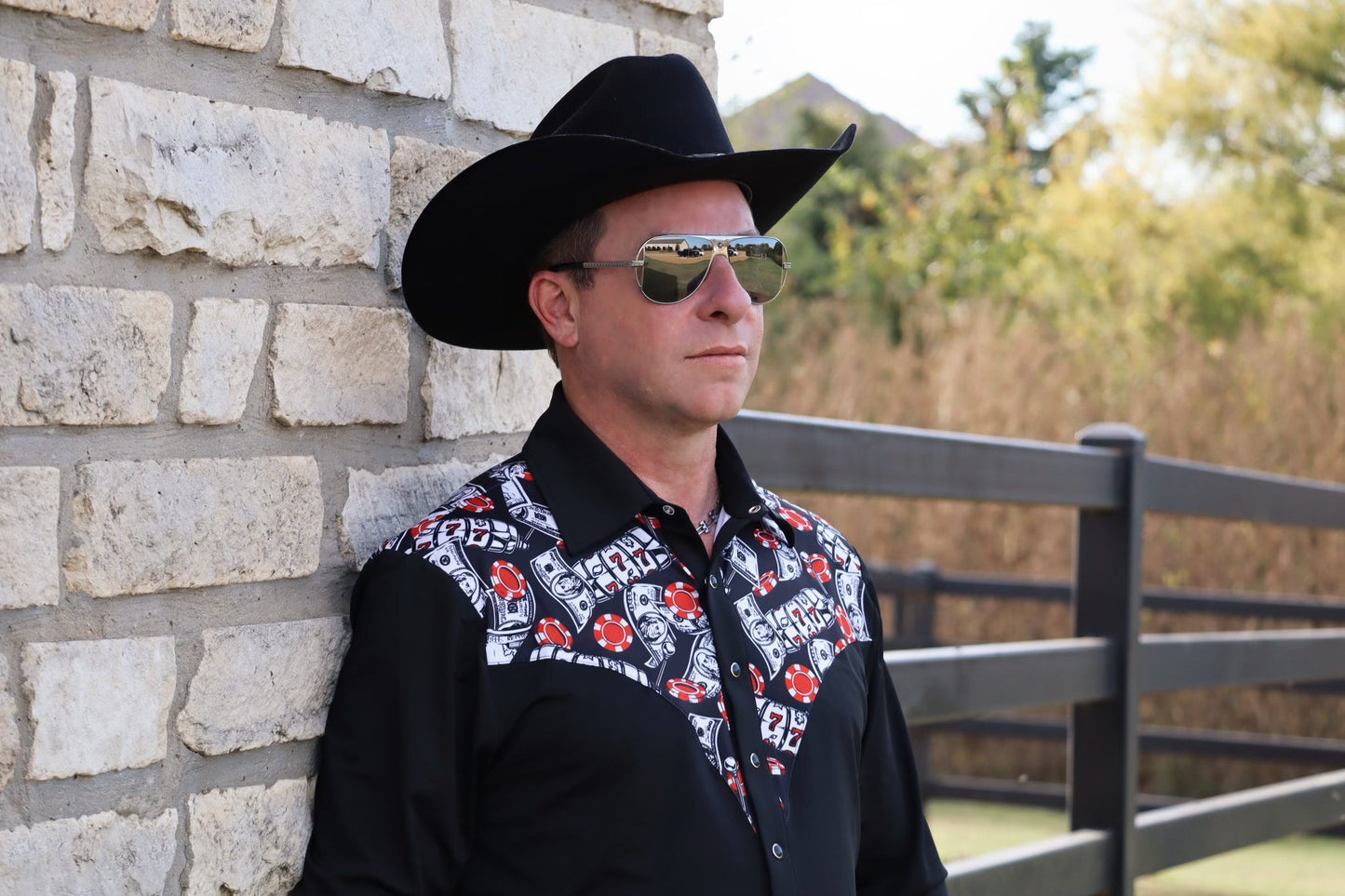 Mens Risky Business Pearl Snap Rodeo Unisex Shirt