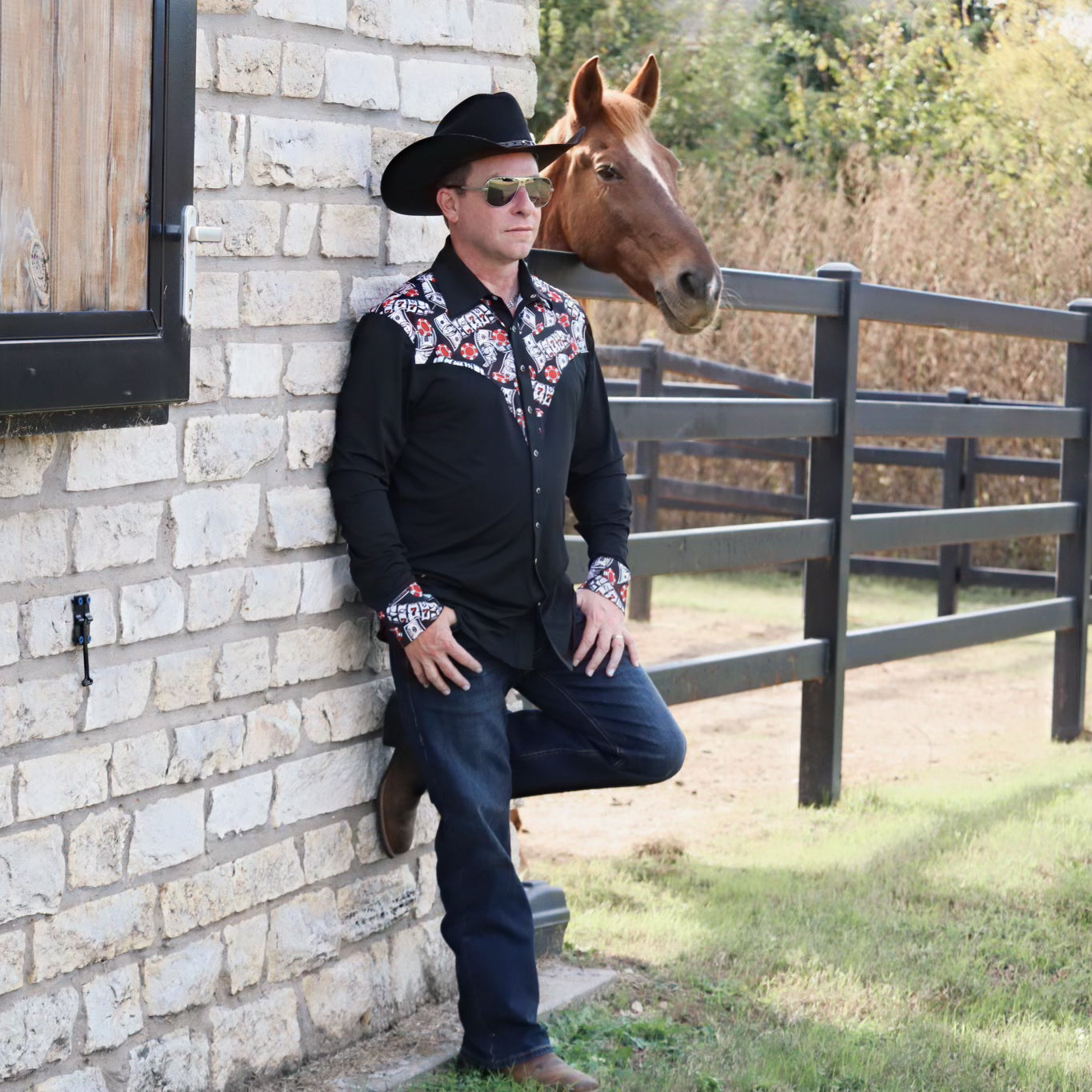 Mens Risky Business Pearl Snap Rodeo Unisex Shirt