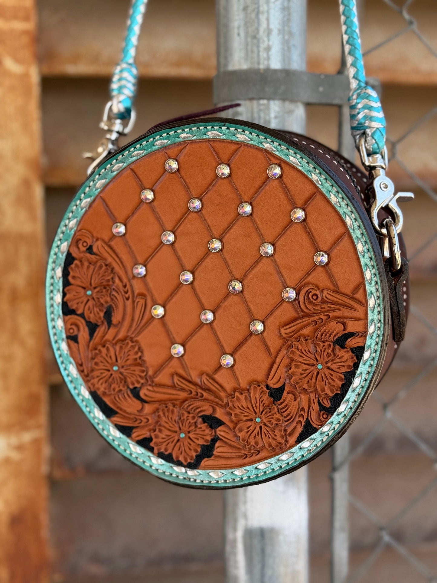 Alamo Saddlery 8" Canteen- Rhinestone Turquoise