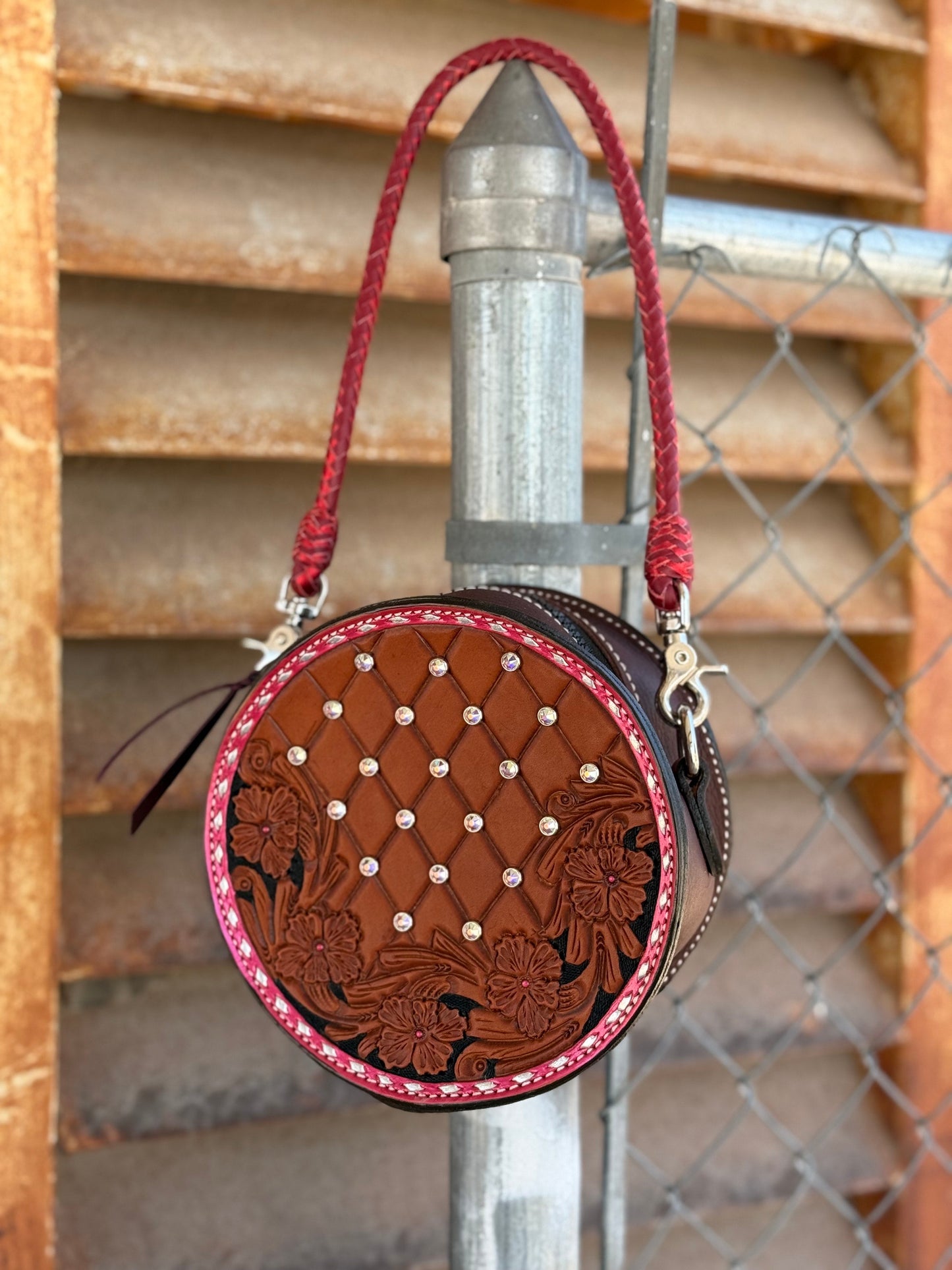 Alamo Saddlery 8" Canteen- Rhinestone Red