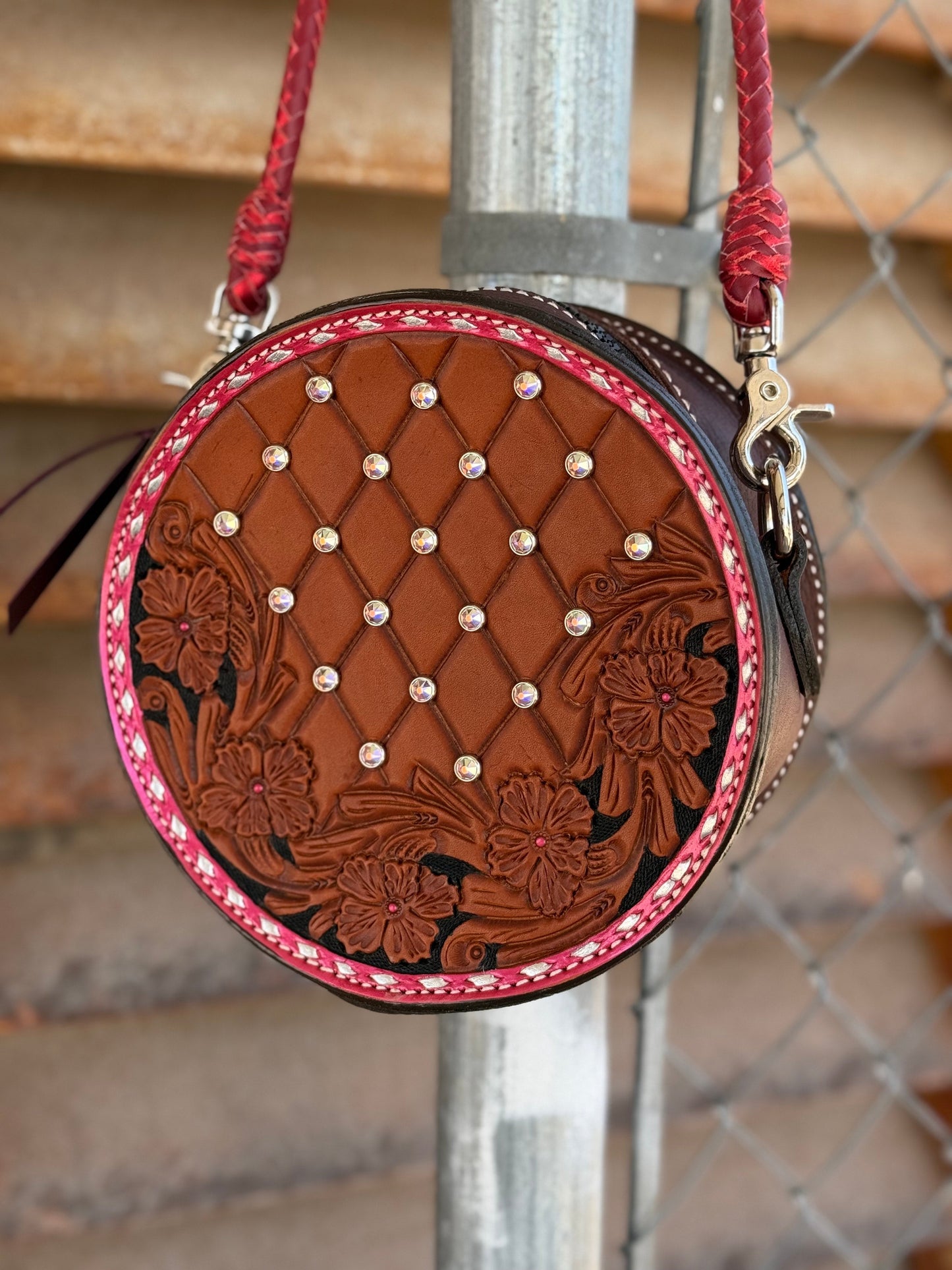 Alamo Saddlery 8" Canteen- Rhinestone Red