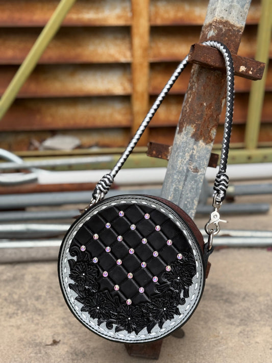 Alamo Saddlery 8" Canteen- Rhinestone Black