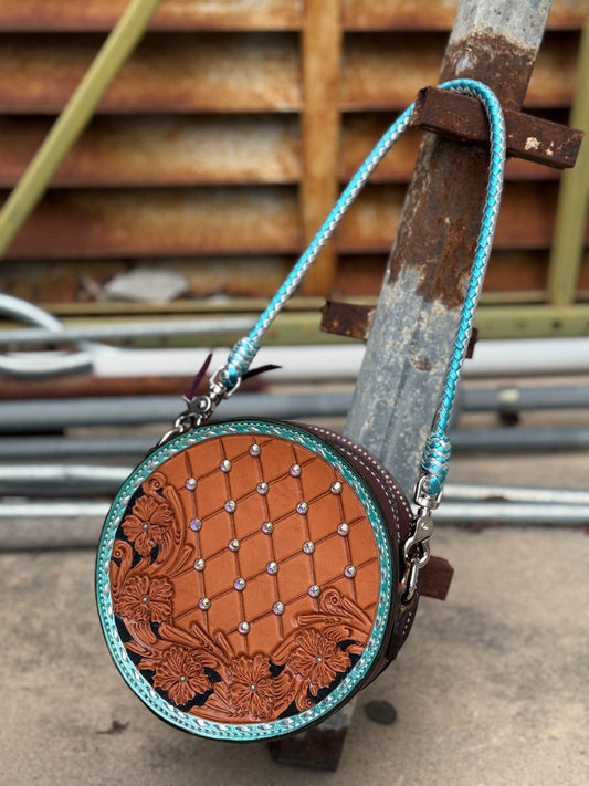Alamo Saddlery 8" Canteen- Rhinestone Turquoise