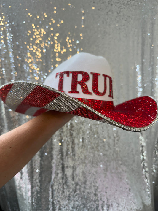 Rhinestone Cowgirl Trump Maga American Flag Hat