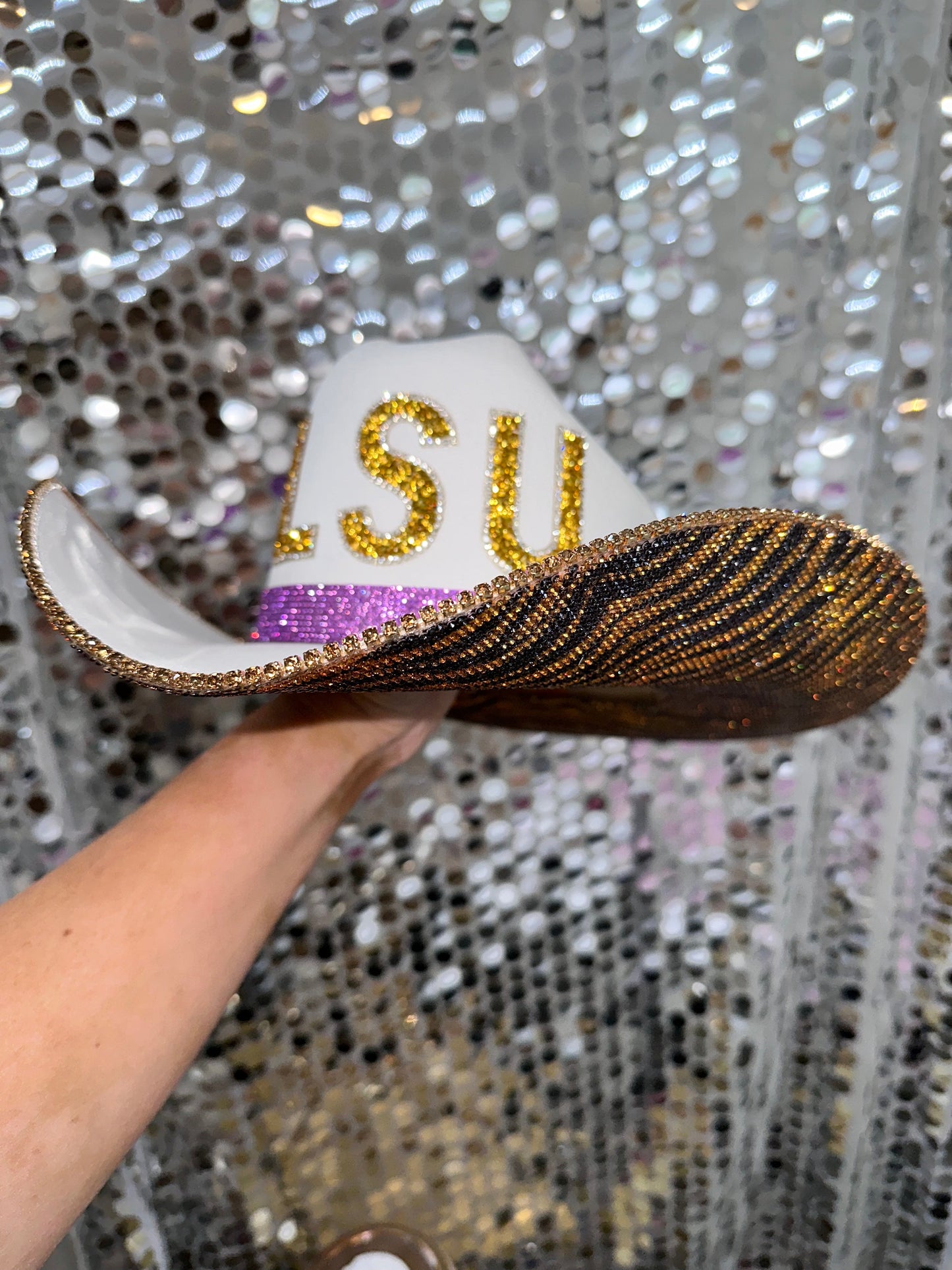 Rhinestone Cowgirls Football LSU Tiger Print Hat