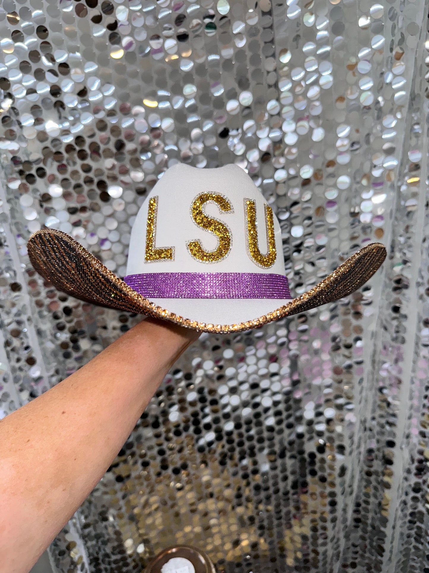 Rhinestone Cowgirls Football LSU Tiger Print Hat