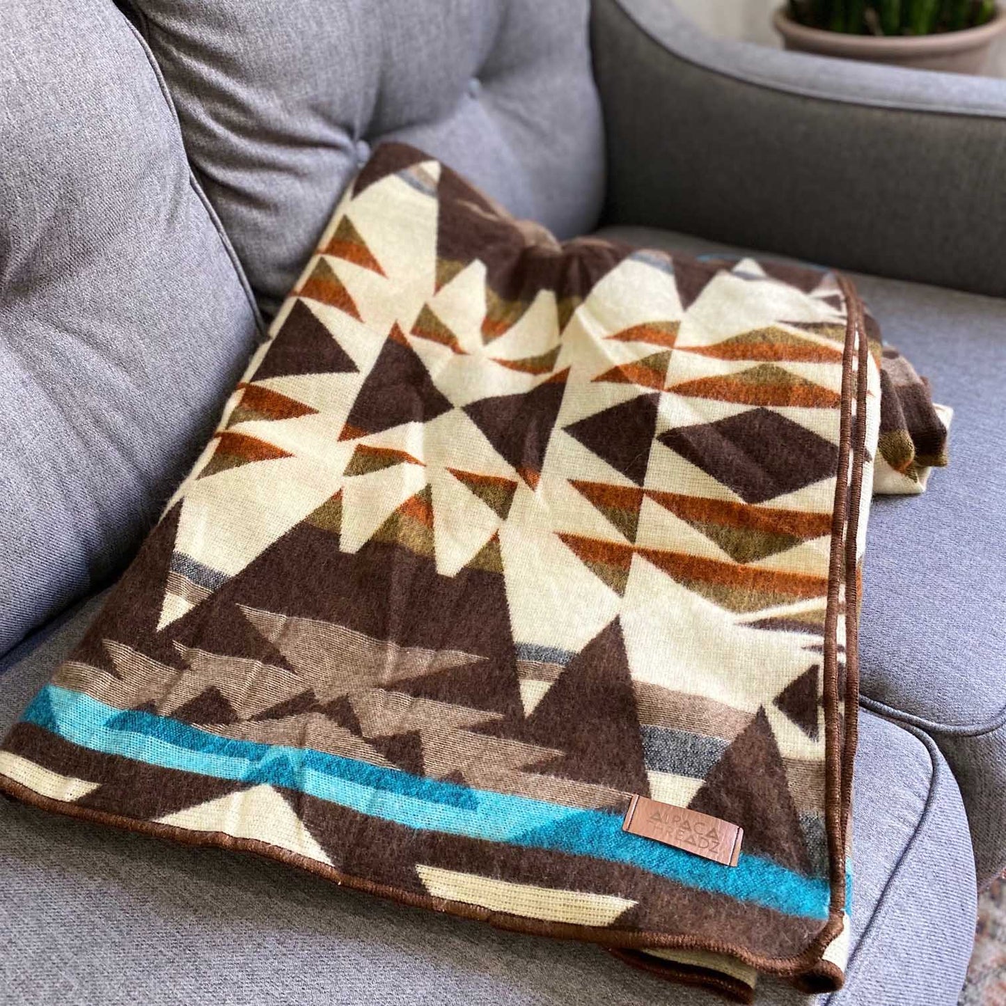 Andean Alpaca Wool Blanket - Cowboy by Alpaca Threadz