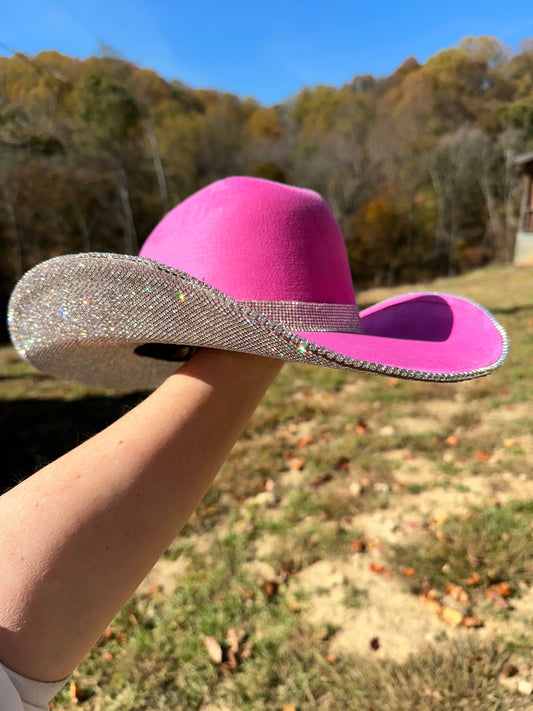Rhinestone Cowgirl Barbie Pink Hat & Crystal Rhinestones