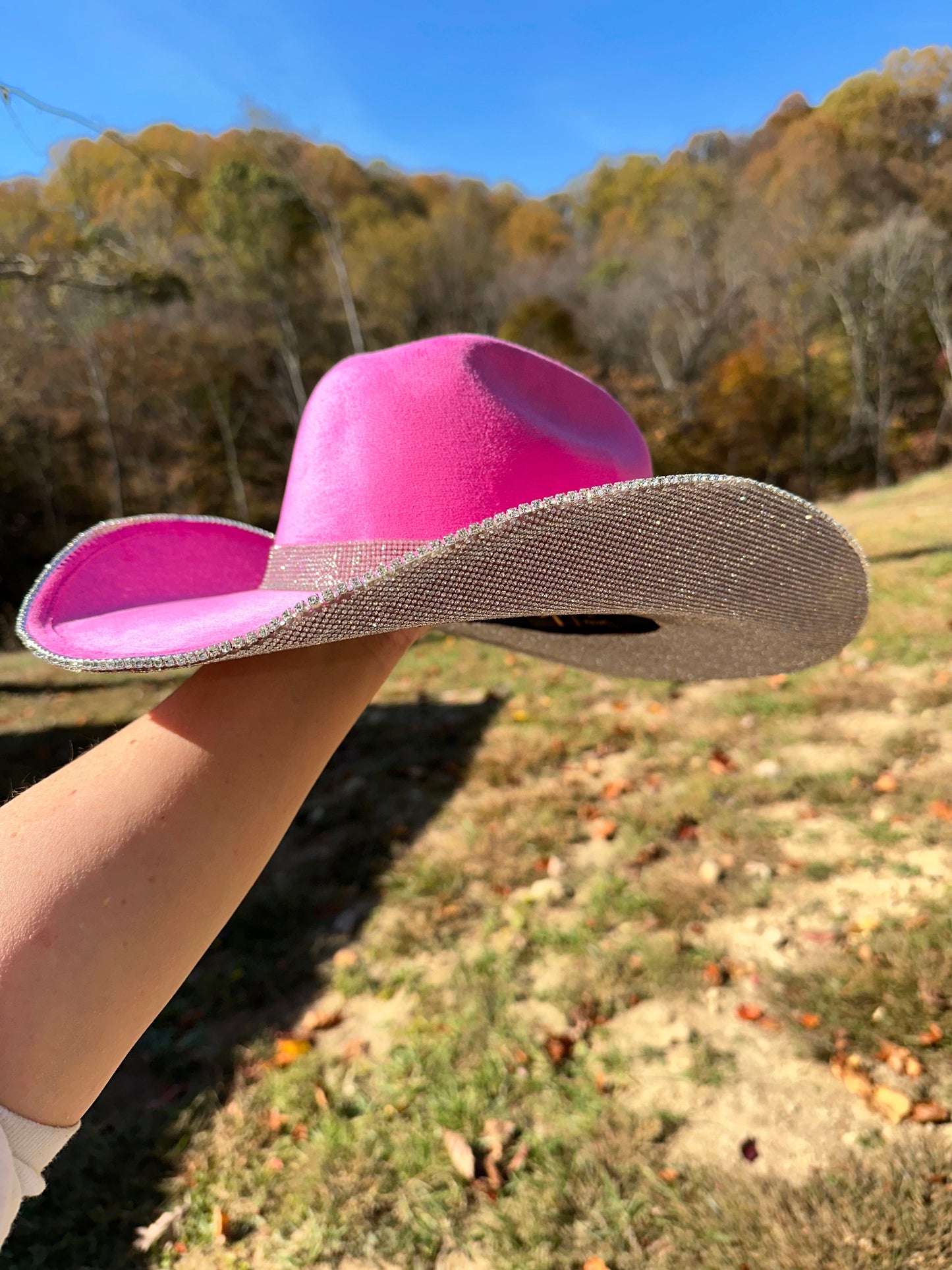 Rhinestone Cowgirl Barbie Pink Hat & Crystal Rhinestones