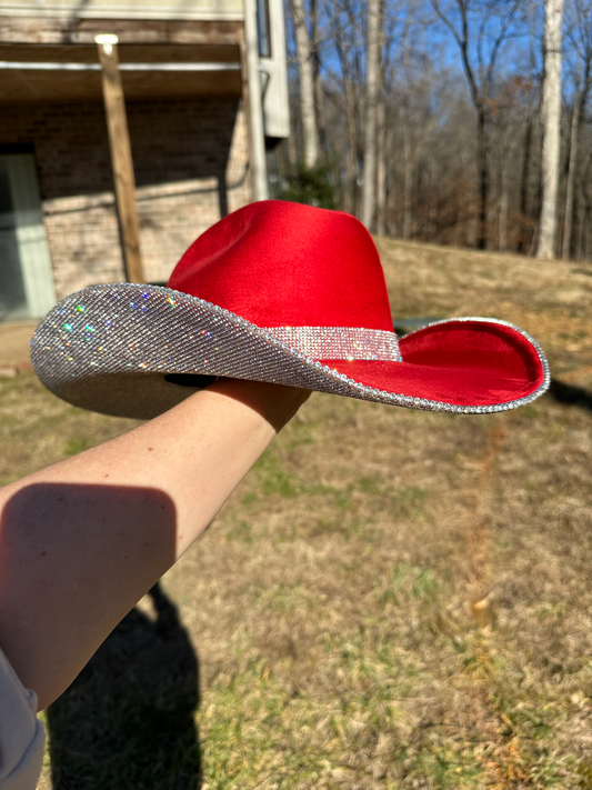Rhinestone Cowgirl Cherry Red Suede Hat