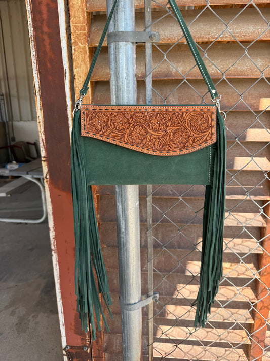 Alamo Saddlery Fringe Clutch- OG Cowboy in Emerald
