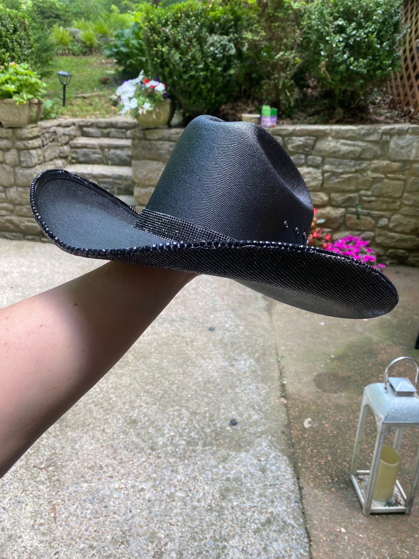 Rhinestone Cowgirl Hat "Blacked Out" - Underneath Brim Only