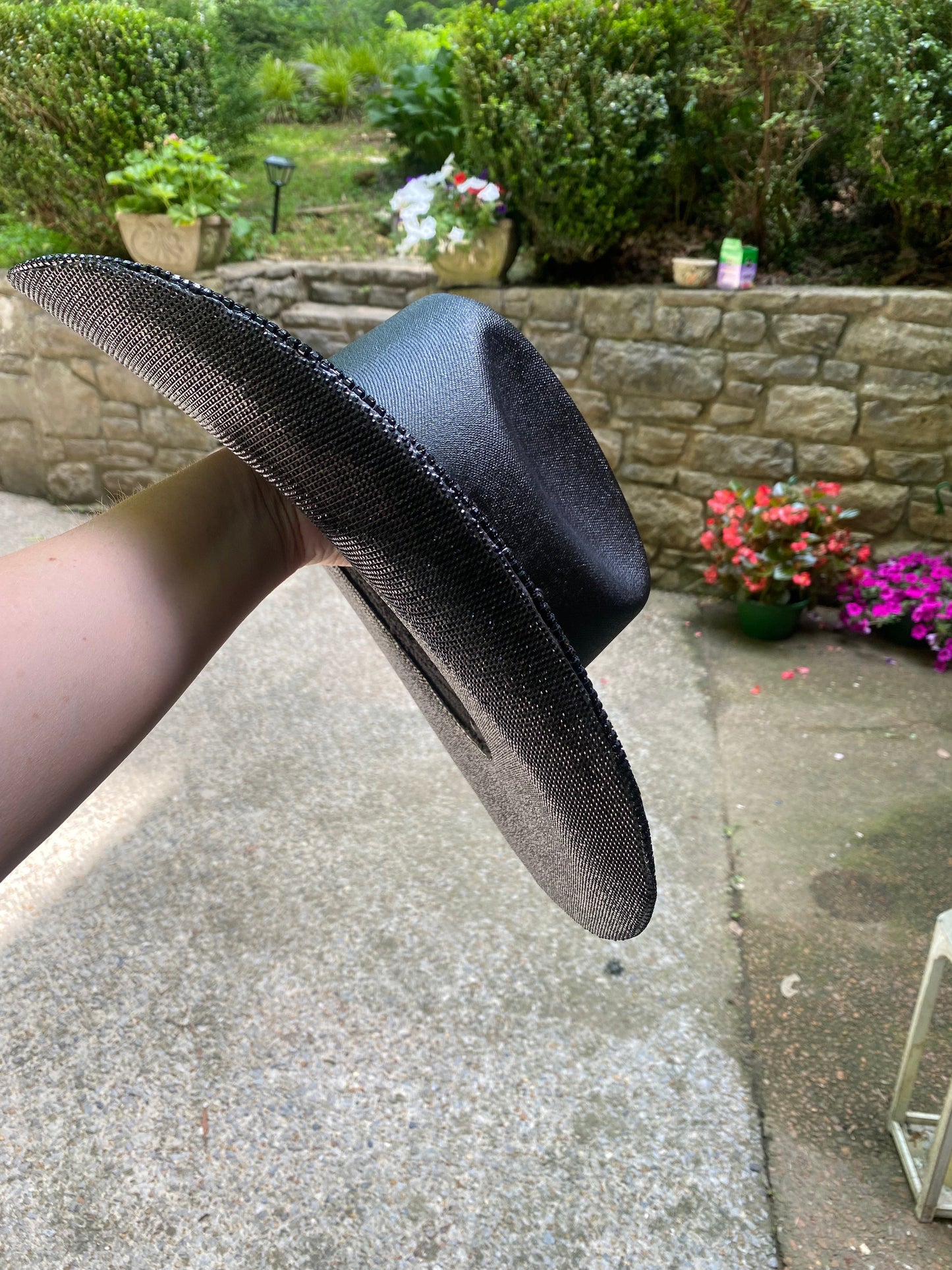 Rhinestone Cowgirl Hat "Blacked Out" - Underneath Brim Only