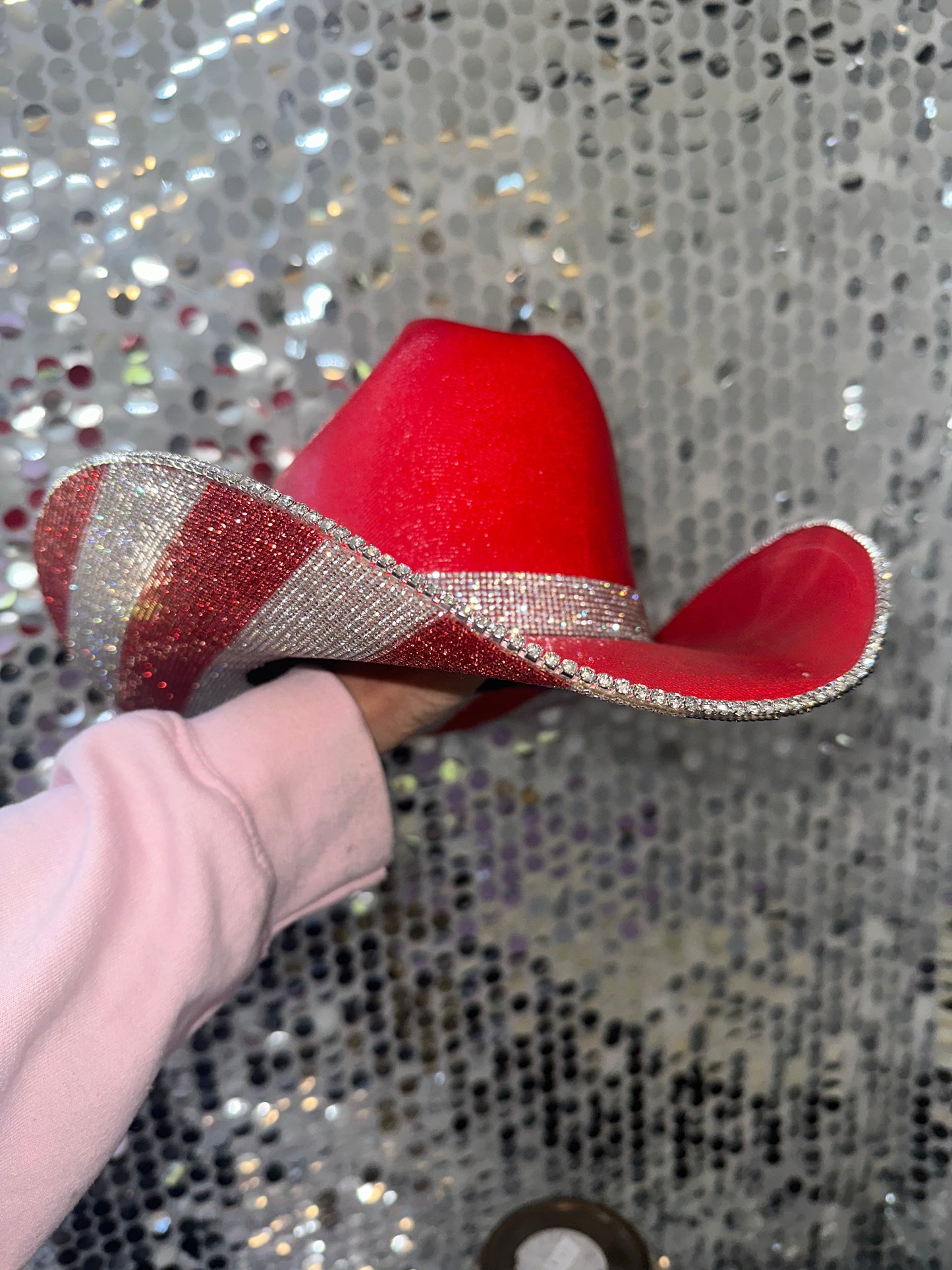 Rhinestone Cowgirl Red Straw Hat with American Flag Print