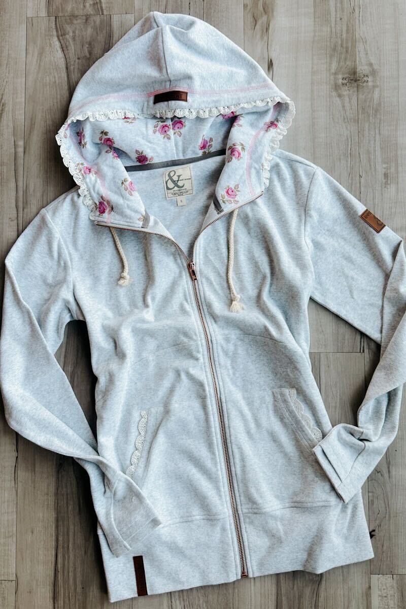Ampersand Avenue FullZip Sweatshirt - Morning Mist