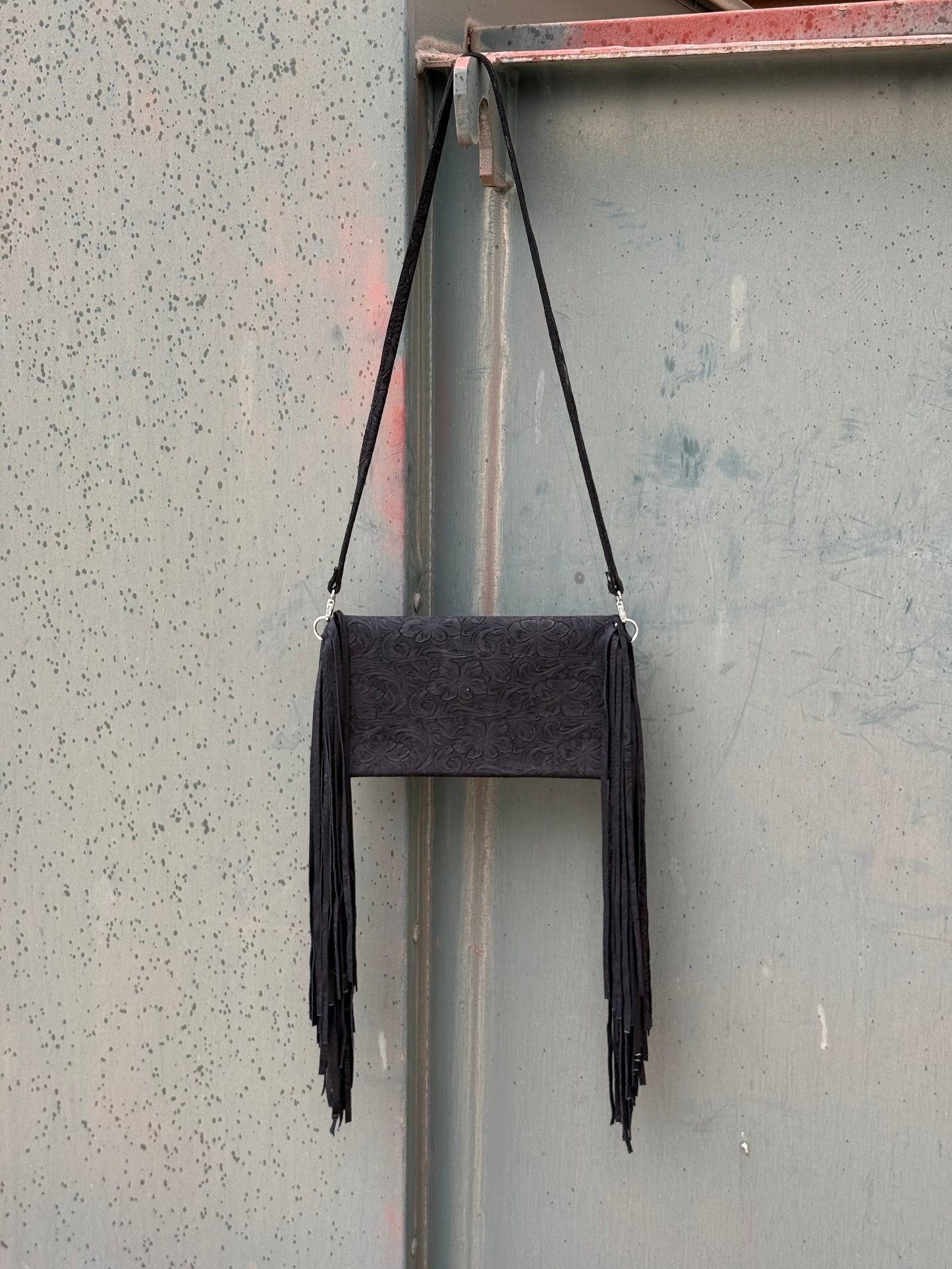 Alamo Saddlery Fringe Clutch- Turquoise Stone (black)