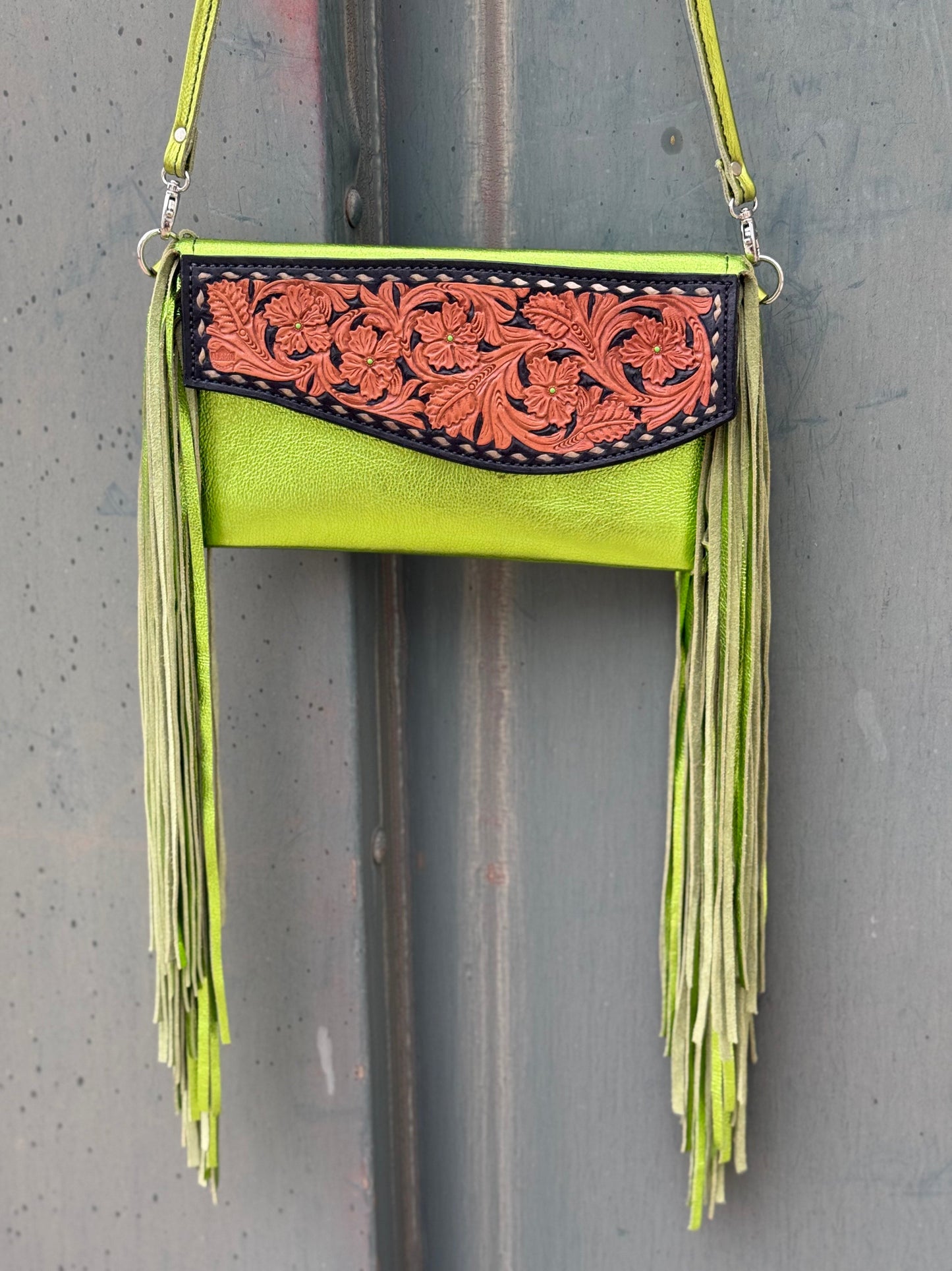 Alamo Saddlery Fringe Clutch- Prickly Pear