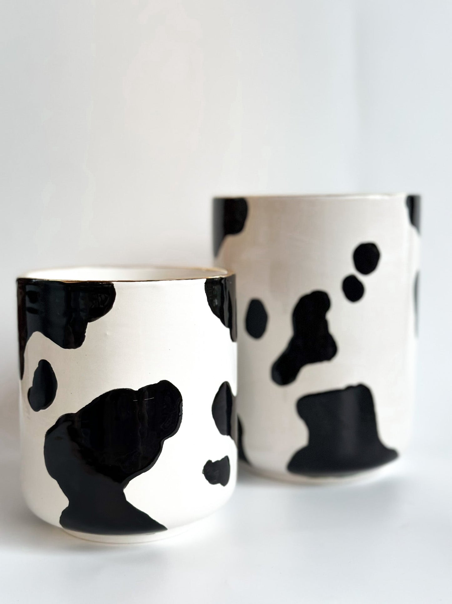 Cow Print Large Vase/Utensil Holder choice of colors