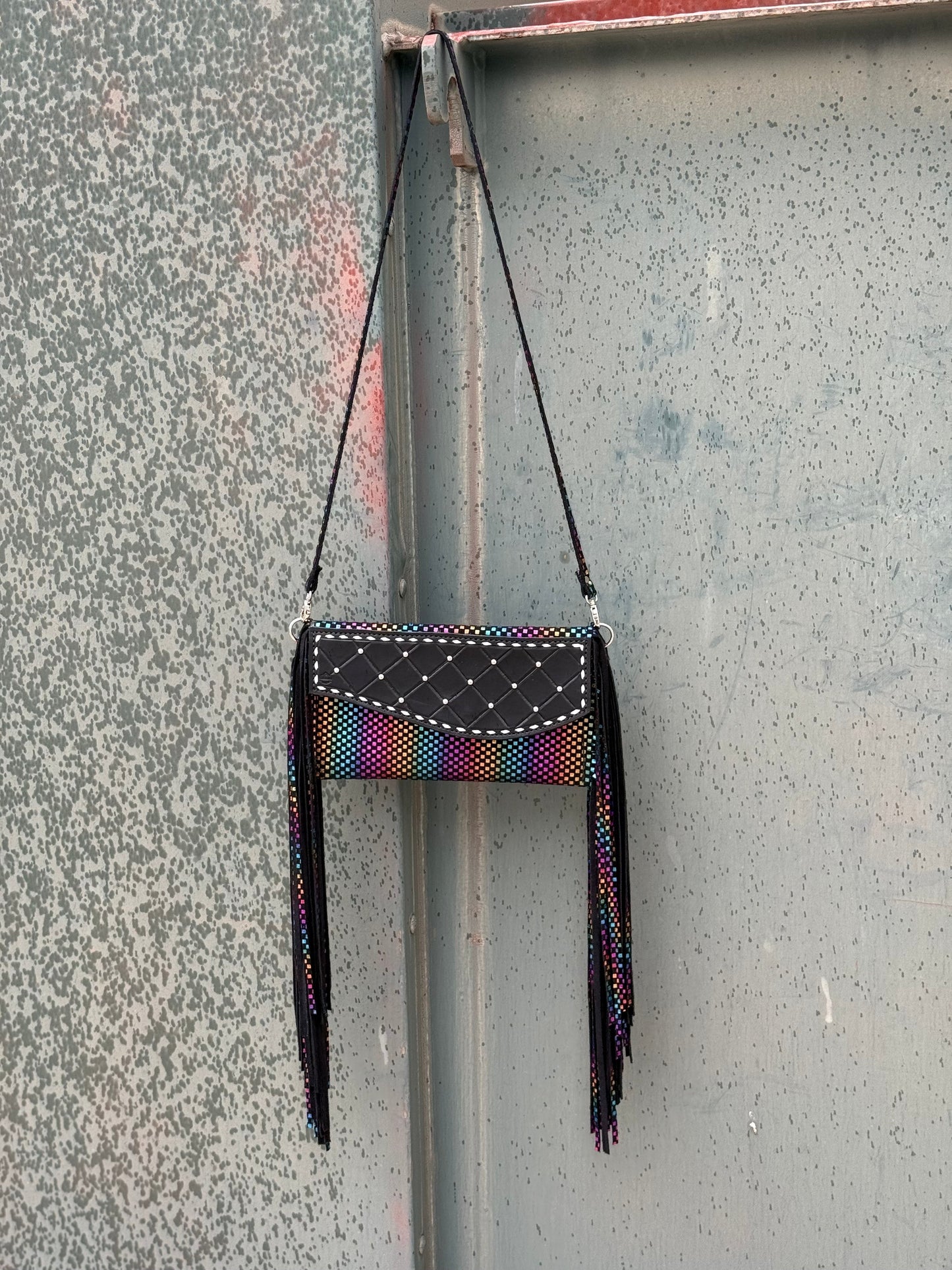 Alamo Saddlery Fringe Clutch- Neon Rodeo