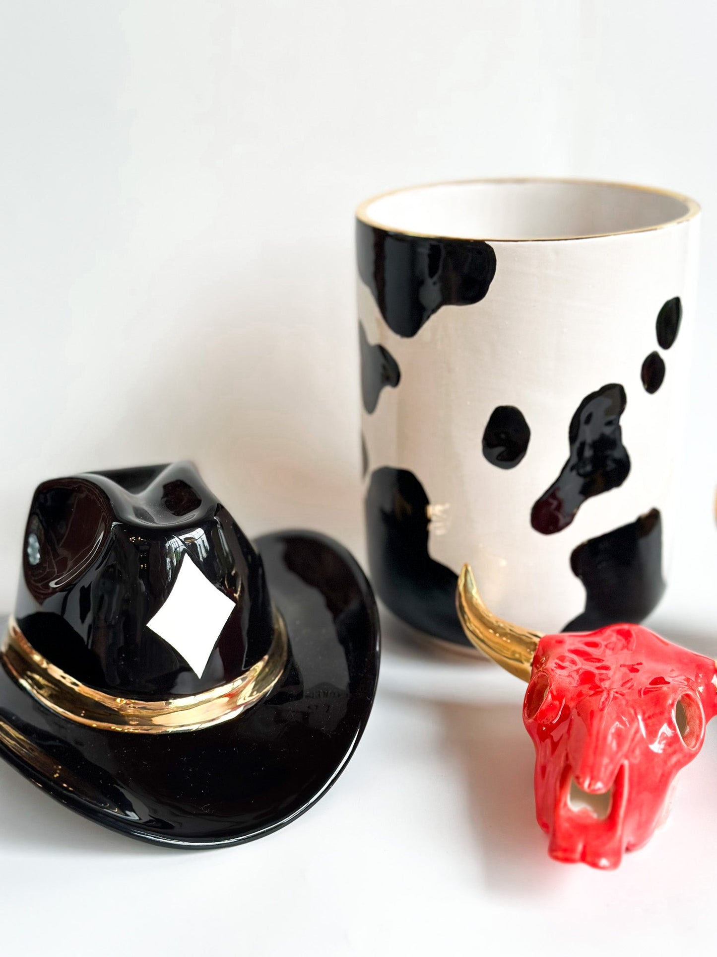 Cow Print Large Vase/Utensil Holder choice of colors