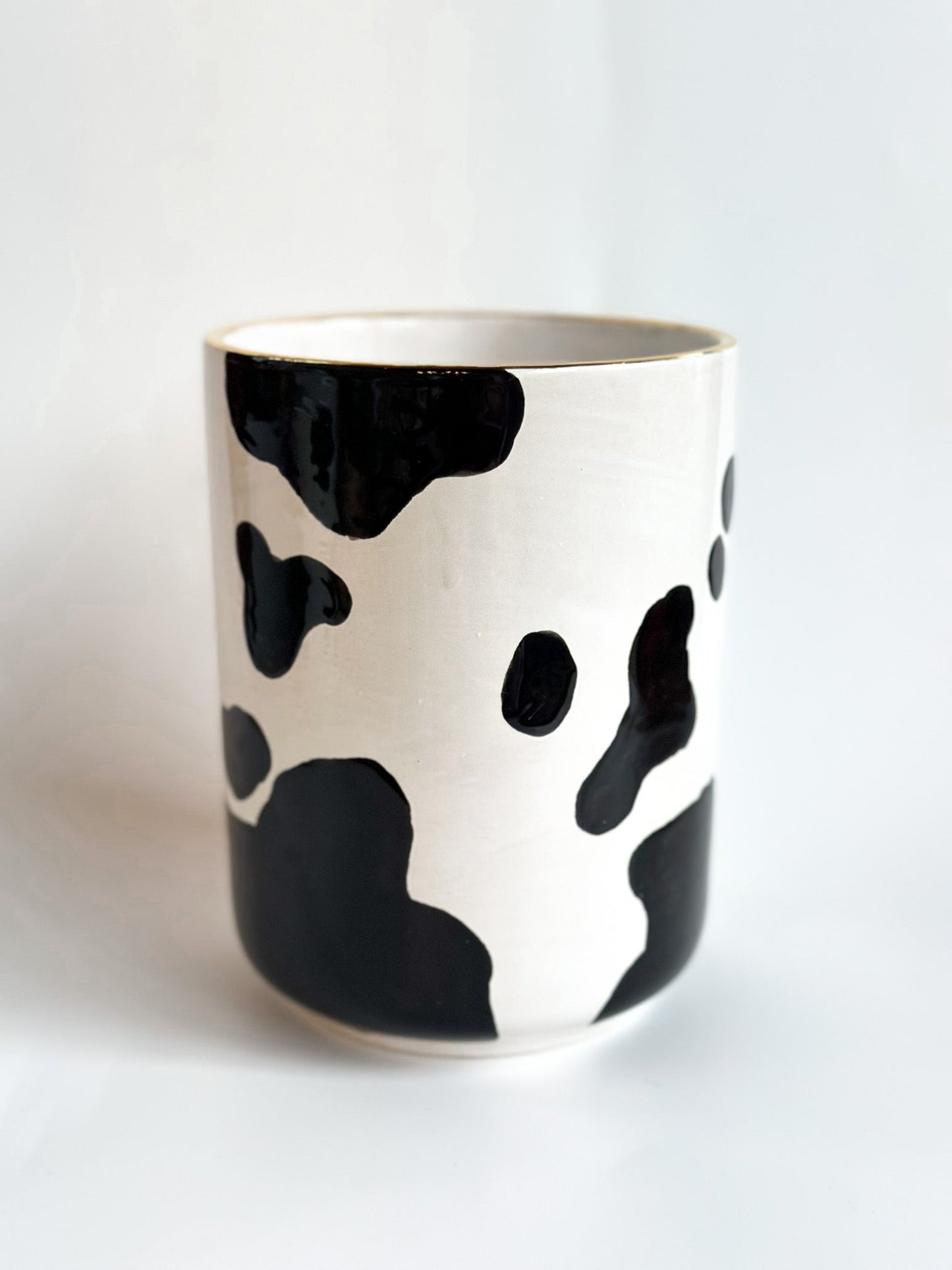 Cow Print Large Vase/Utensil Holder choice of colors