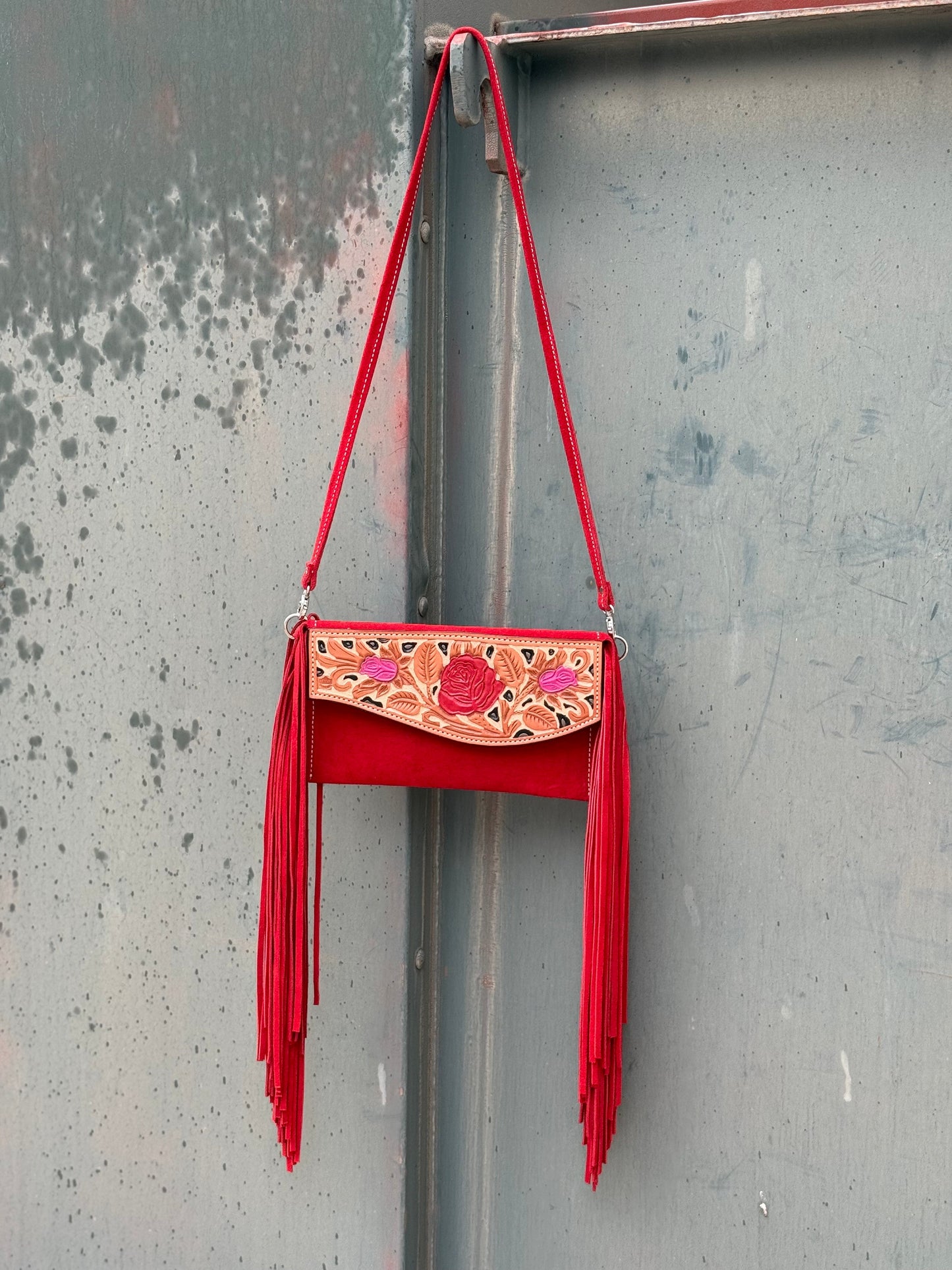 Alamo Saddlery Fringe Clutch- Cheetah Rose