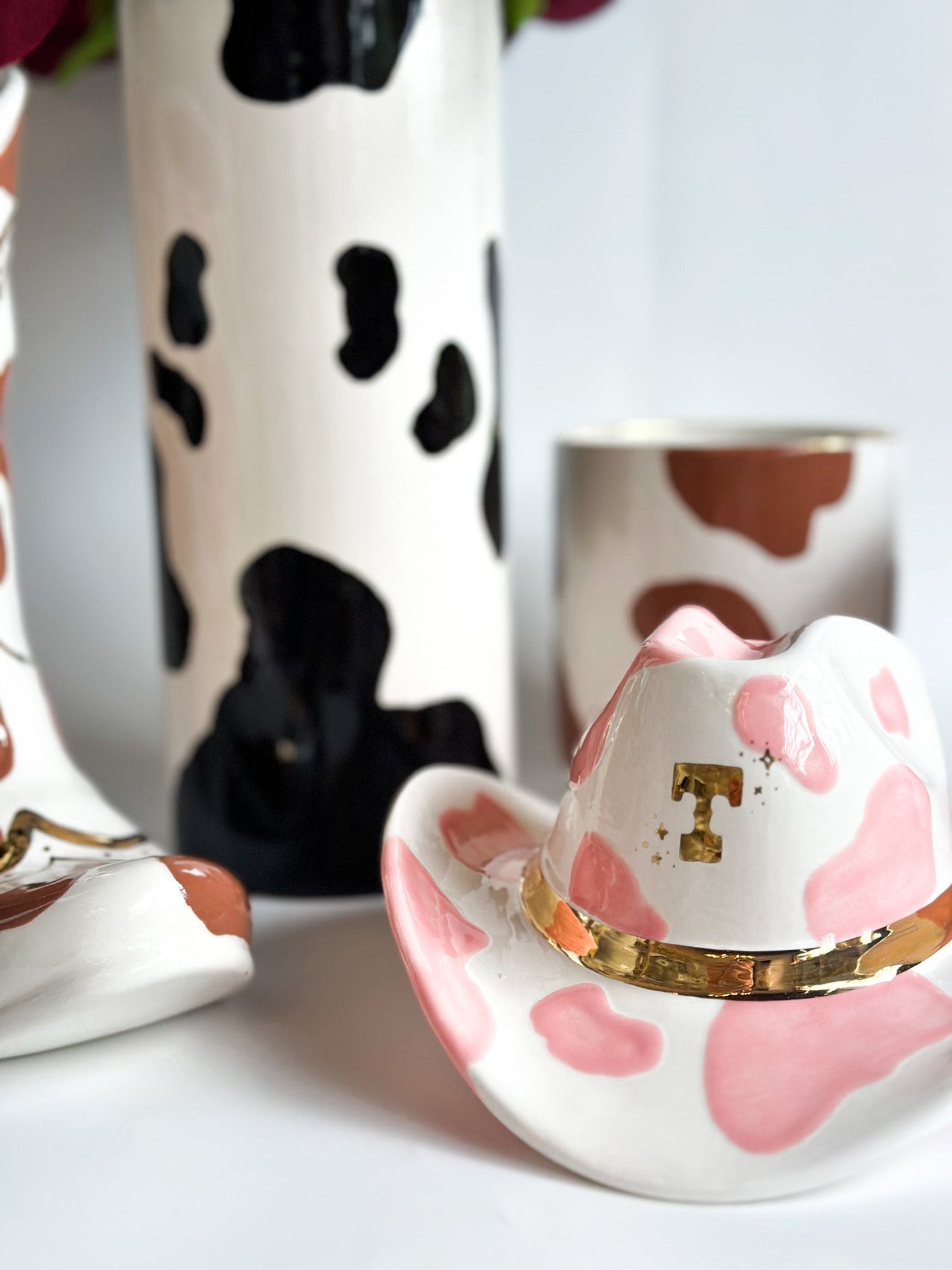 Cow Print Column Vase Made in America