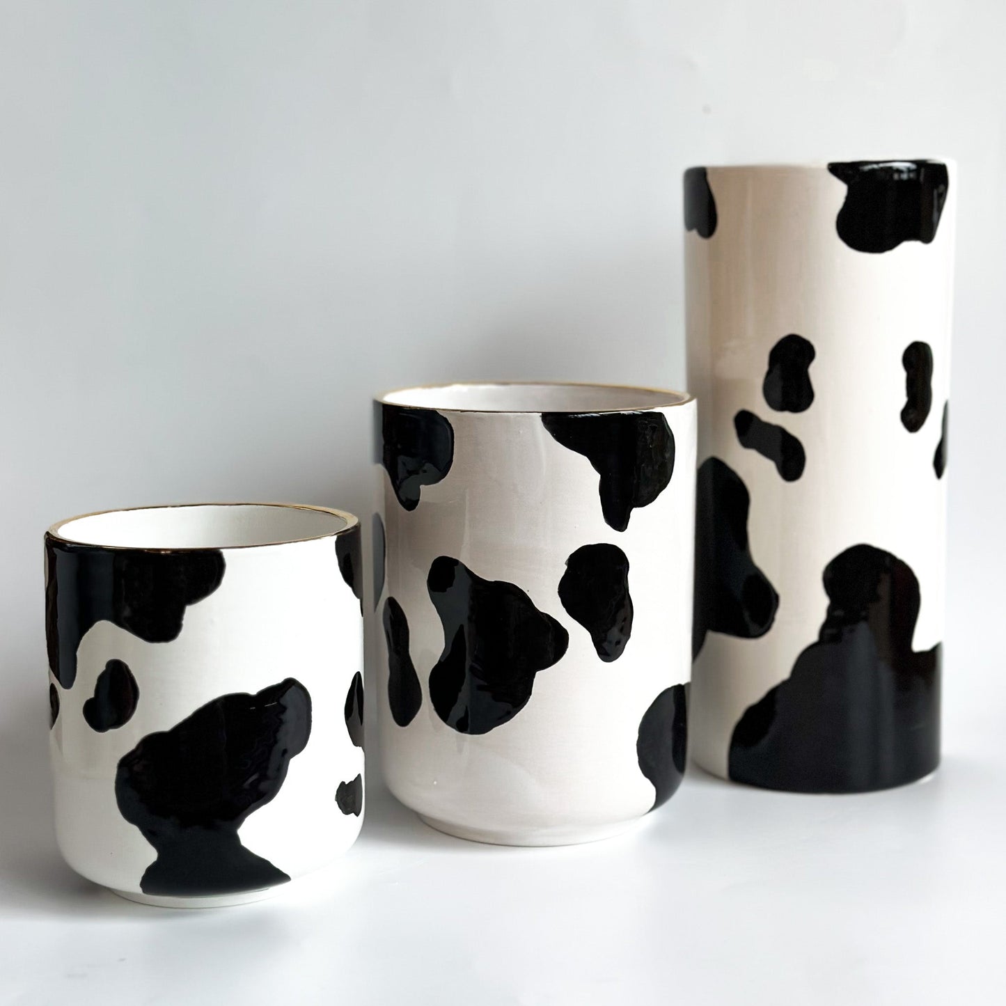 Cow Print Large Vase/Utensil Holder choice of colors