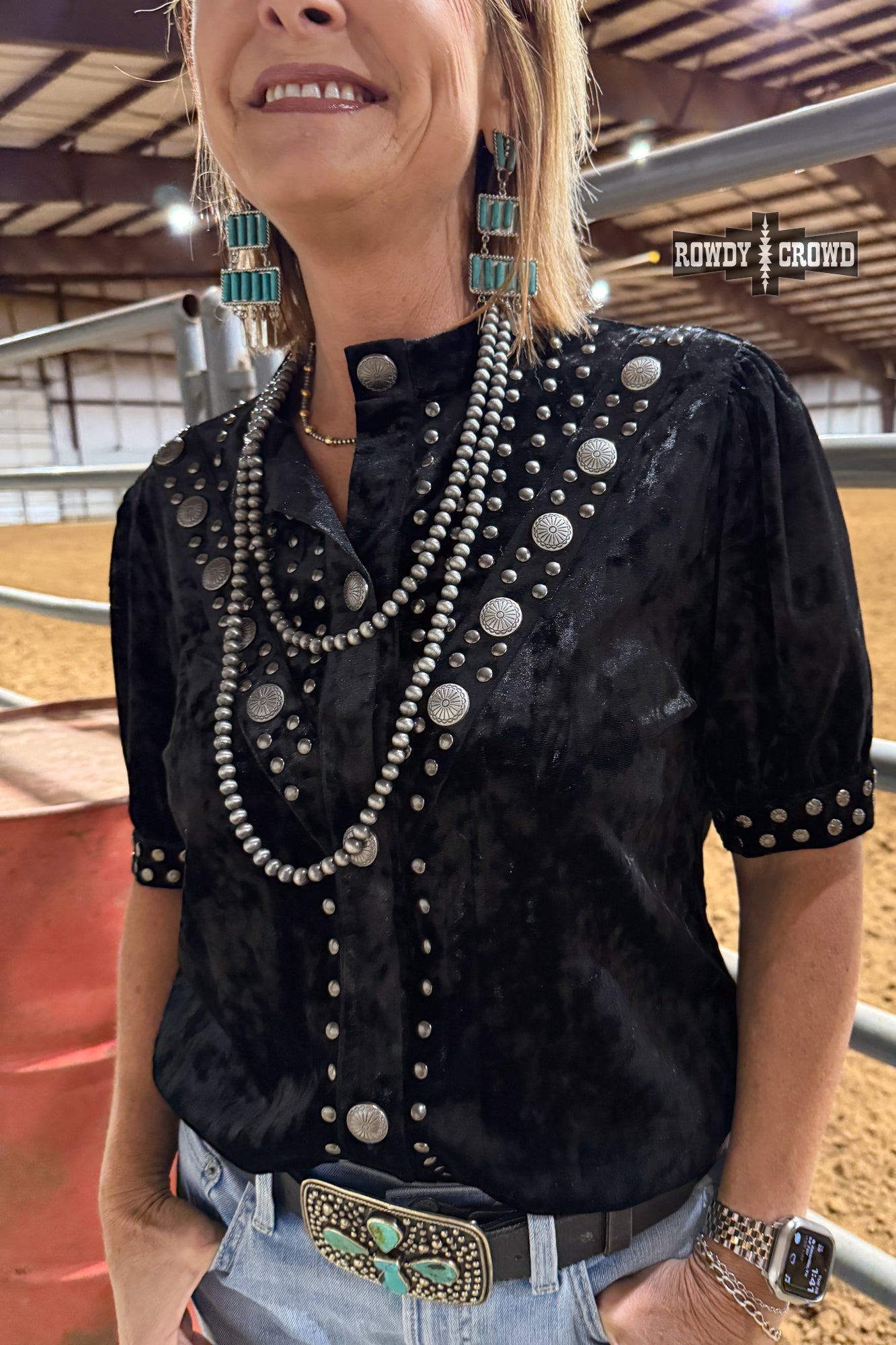 BLACK Vallejo Velvet Button Up