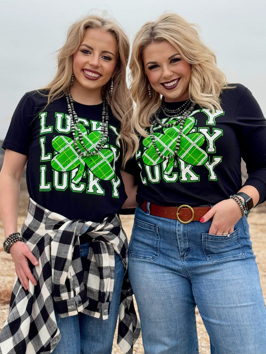 Lucky Repeat in Green & White Tee & Sweatshirt