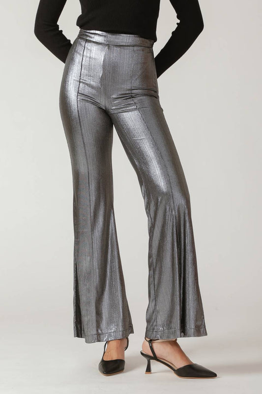 Flirty Vibes Foil Coated Metallic Woven Pants