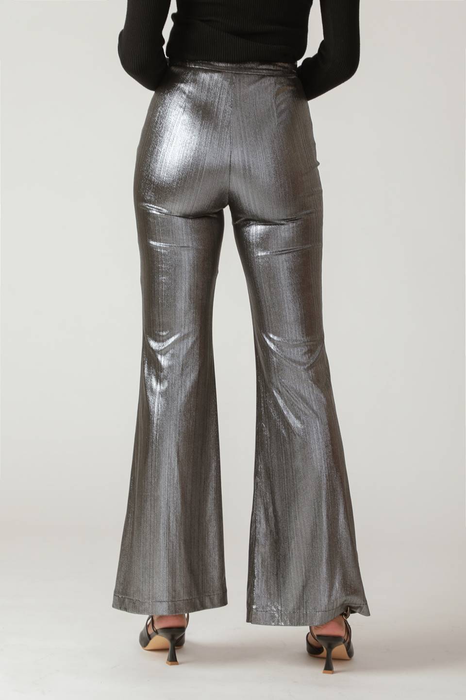 Flirty Vibes Foil Coated Metallic Woven Pants