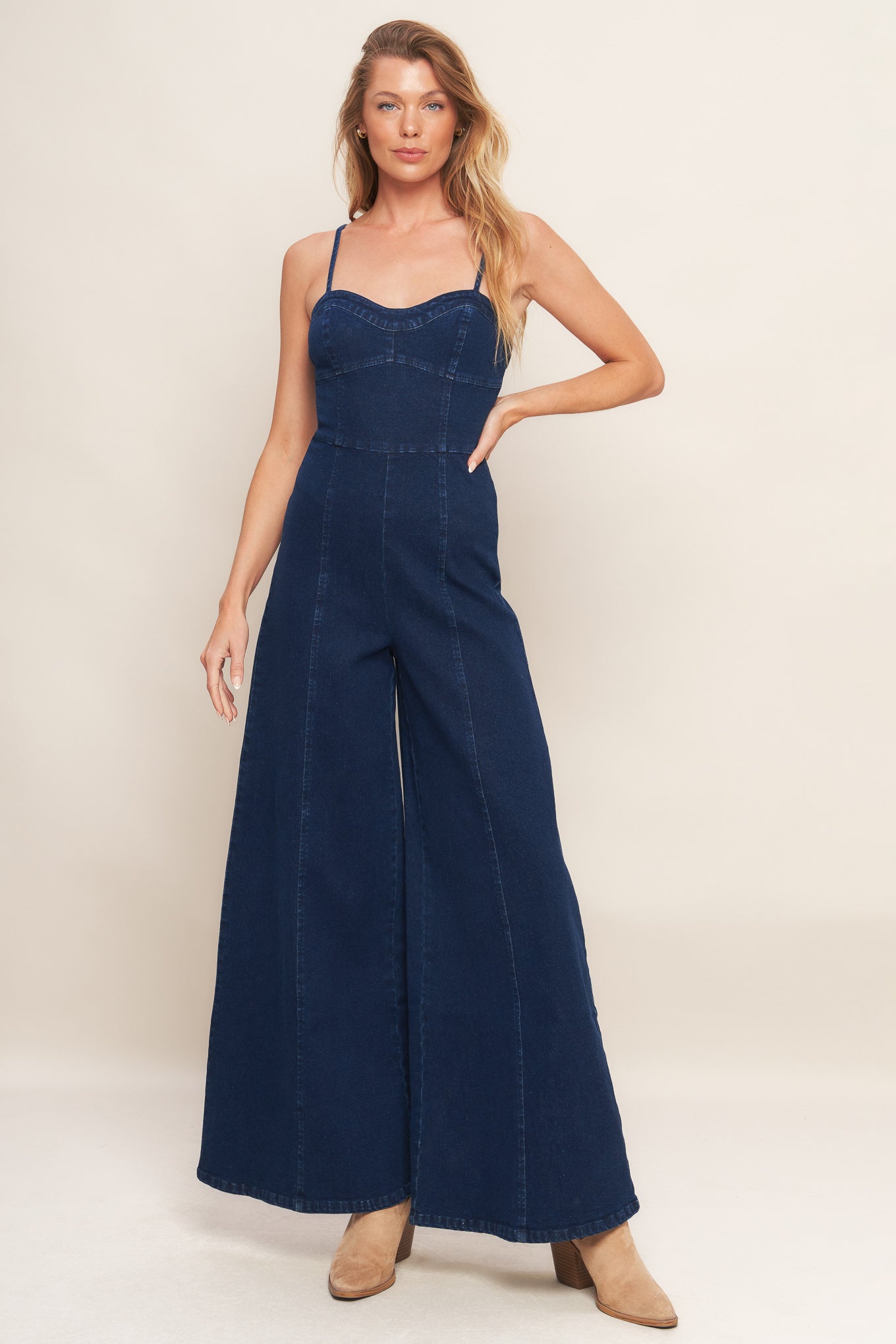 Flying Tomato Trendsetting Medium Indigo Denim Jumpsuit