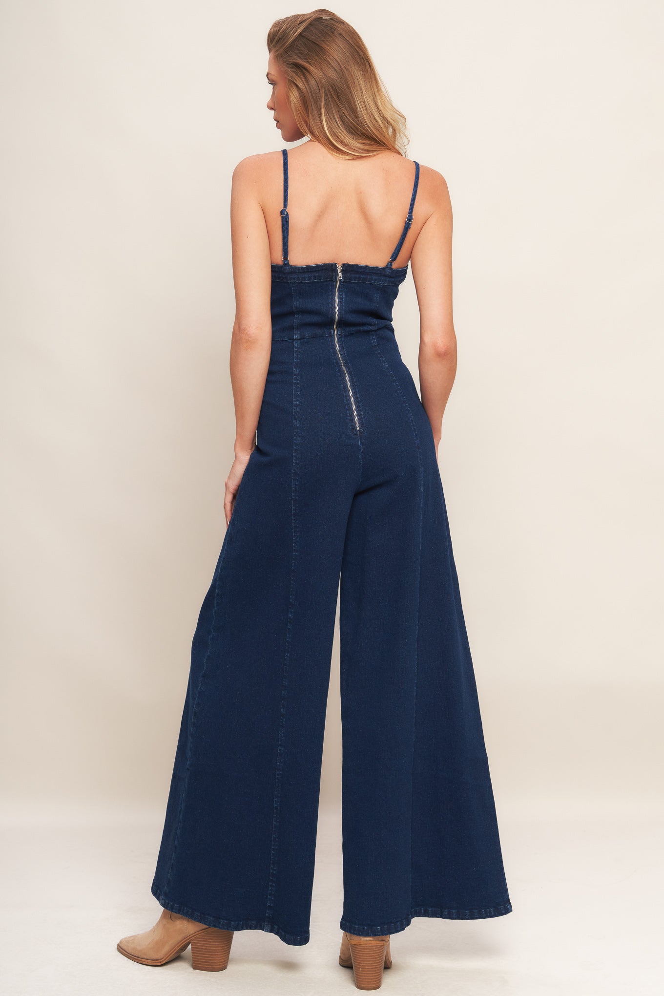 Flying Tomato Trendsetting Medium Indigo Denim Jumpsuit