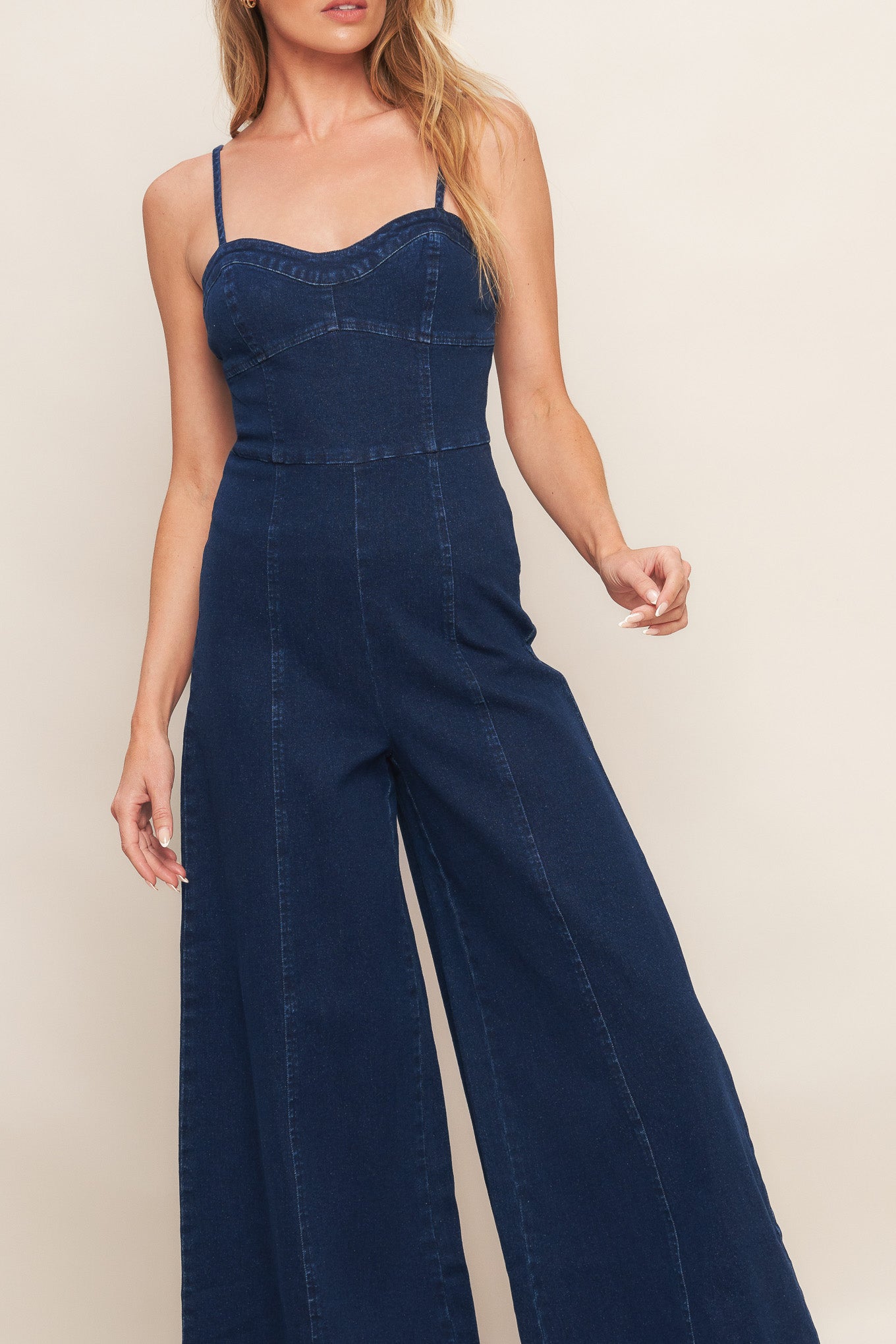 Flying Tomato Trendsetting Medium Indigo Denim Jumpsuit