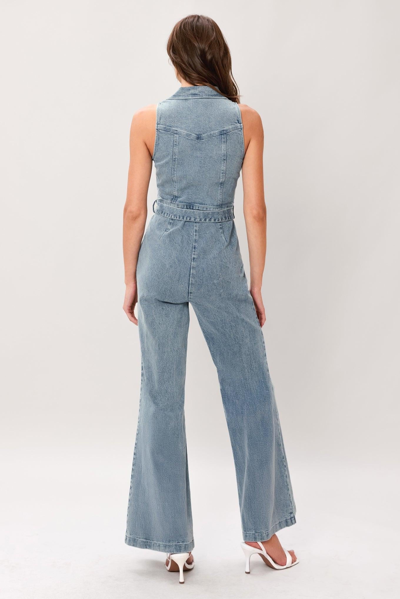 Flying Tomato Flare Icon Denim Jumpsuit
