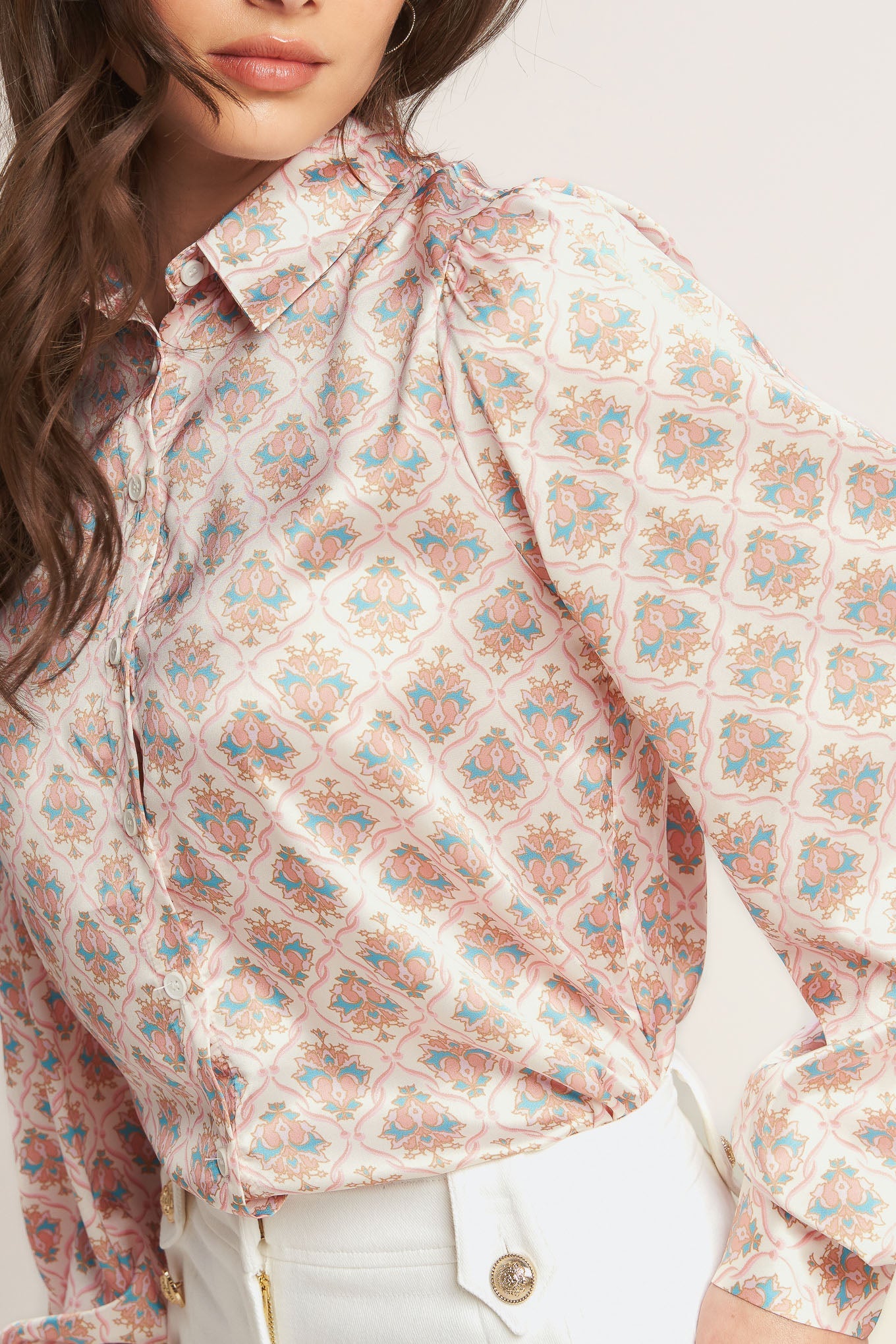 Flying Tomato Moroccan Muse Pink Woven Top