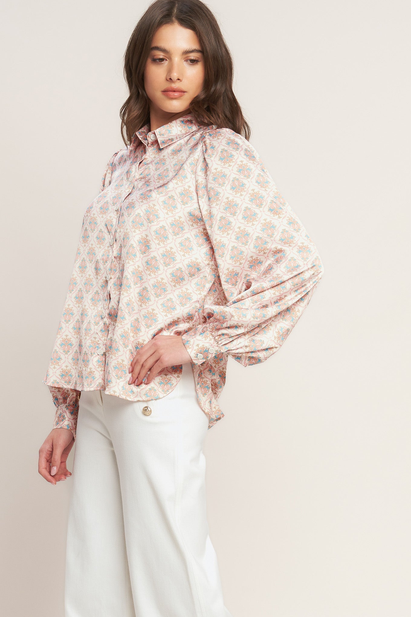 Flying Tomato Moroccan Muse Pink Woven Top